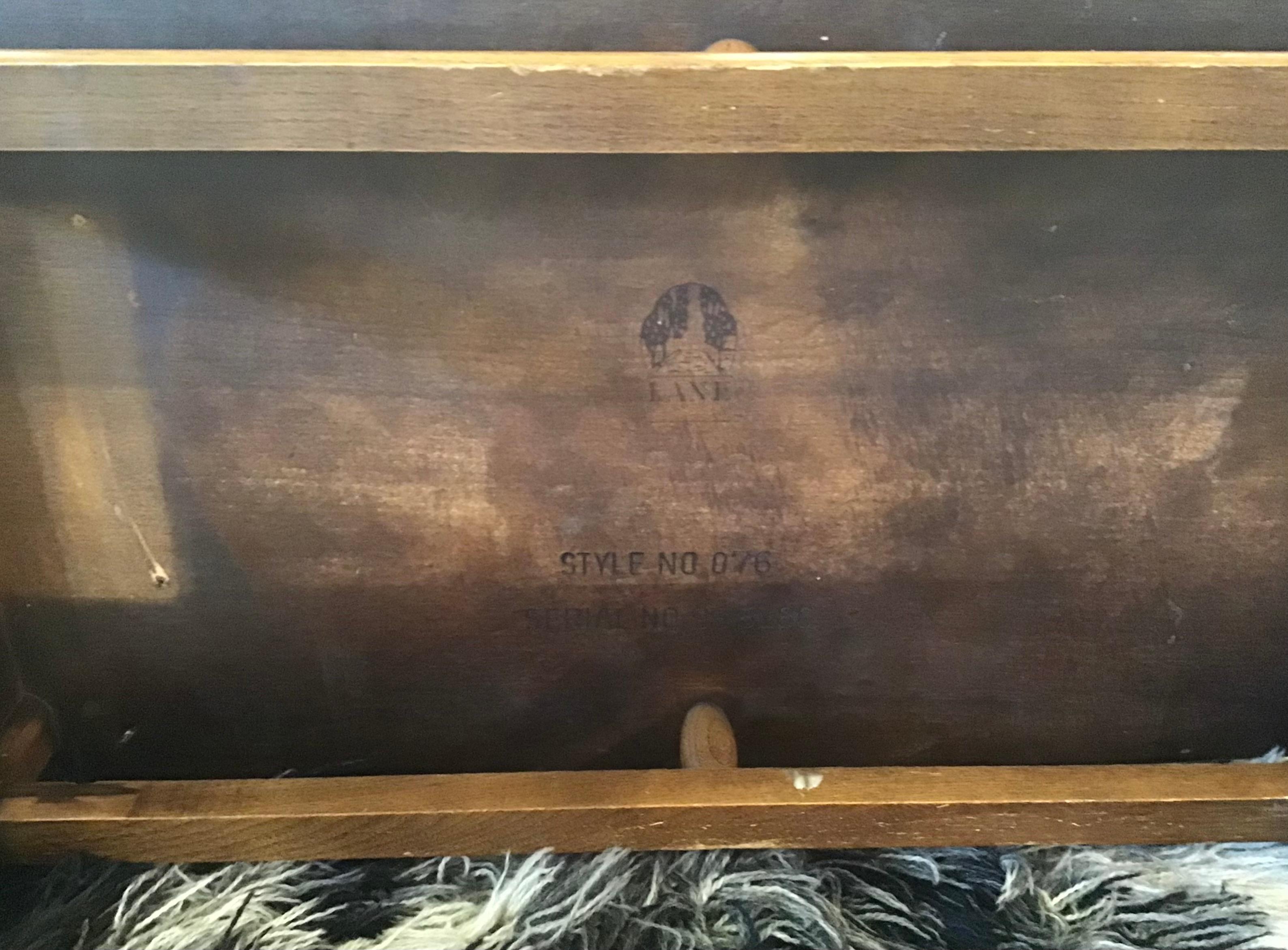 Mid-Century Lane Walnut and Burl Long Coffee Table 7