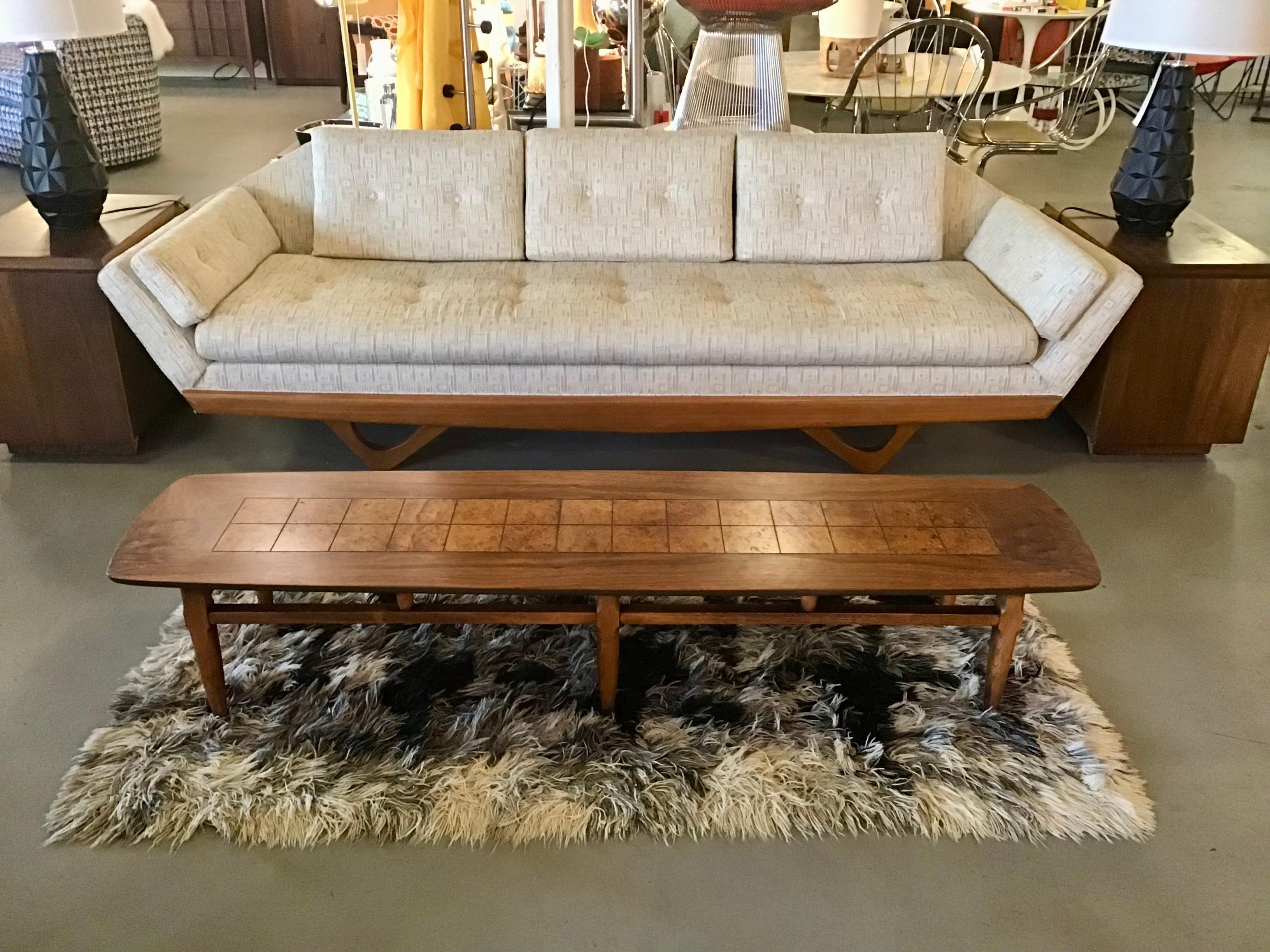 Mid-Century Modern Mid-Century Lane Walnut and Burl Long Coffee Table
