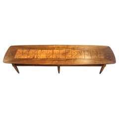 Mid-Century Lane Walnut and Burl Long Coffee Table