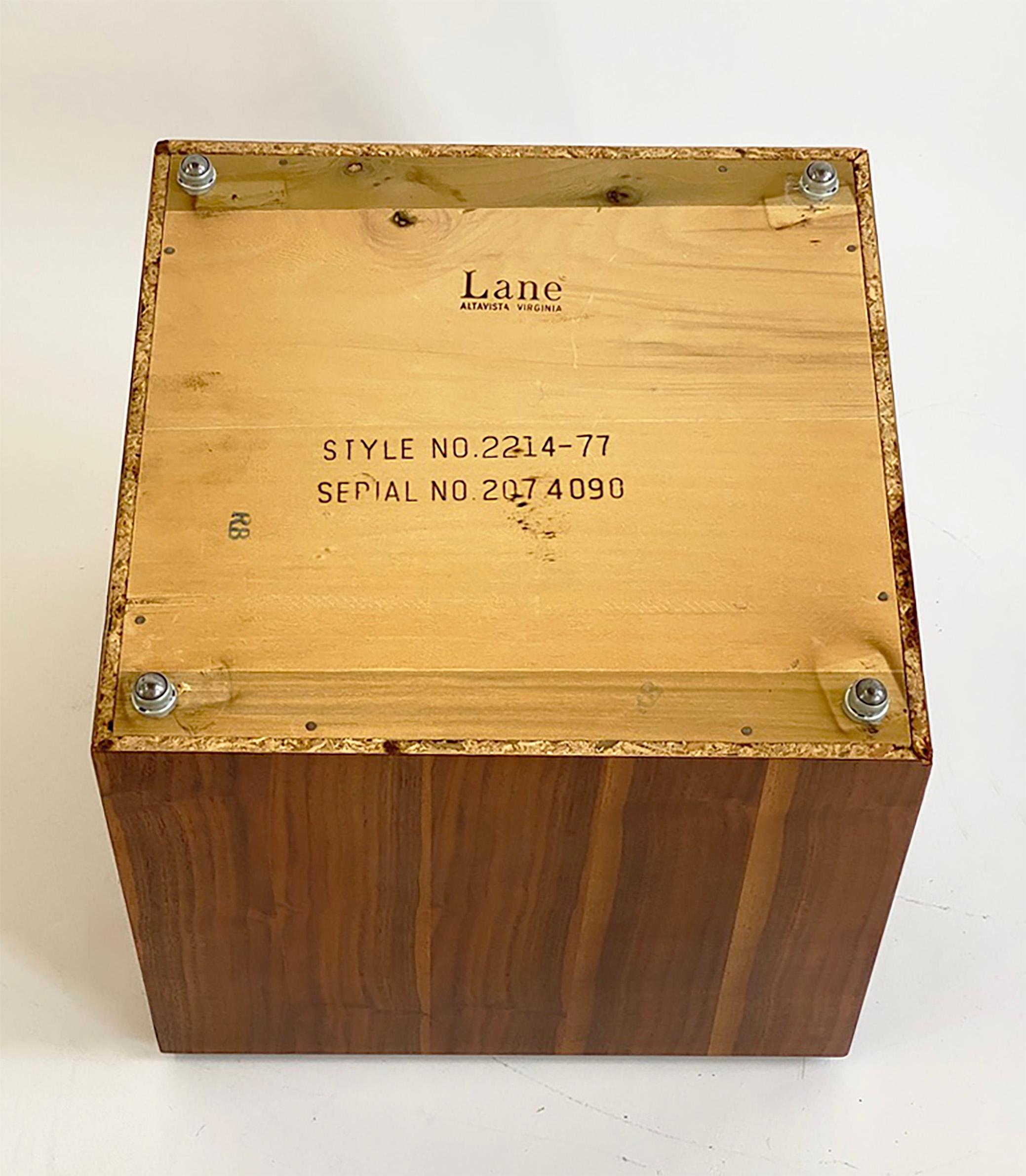Mid-Century Lane Walnut Storage Cube Ottoman with Reversible Chessboard For Sale 8