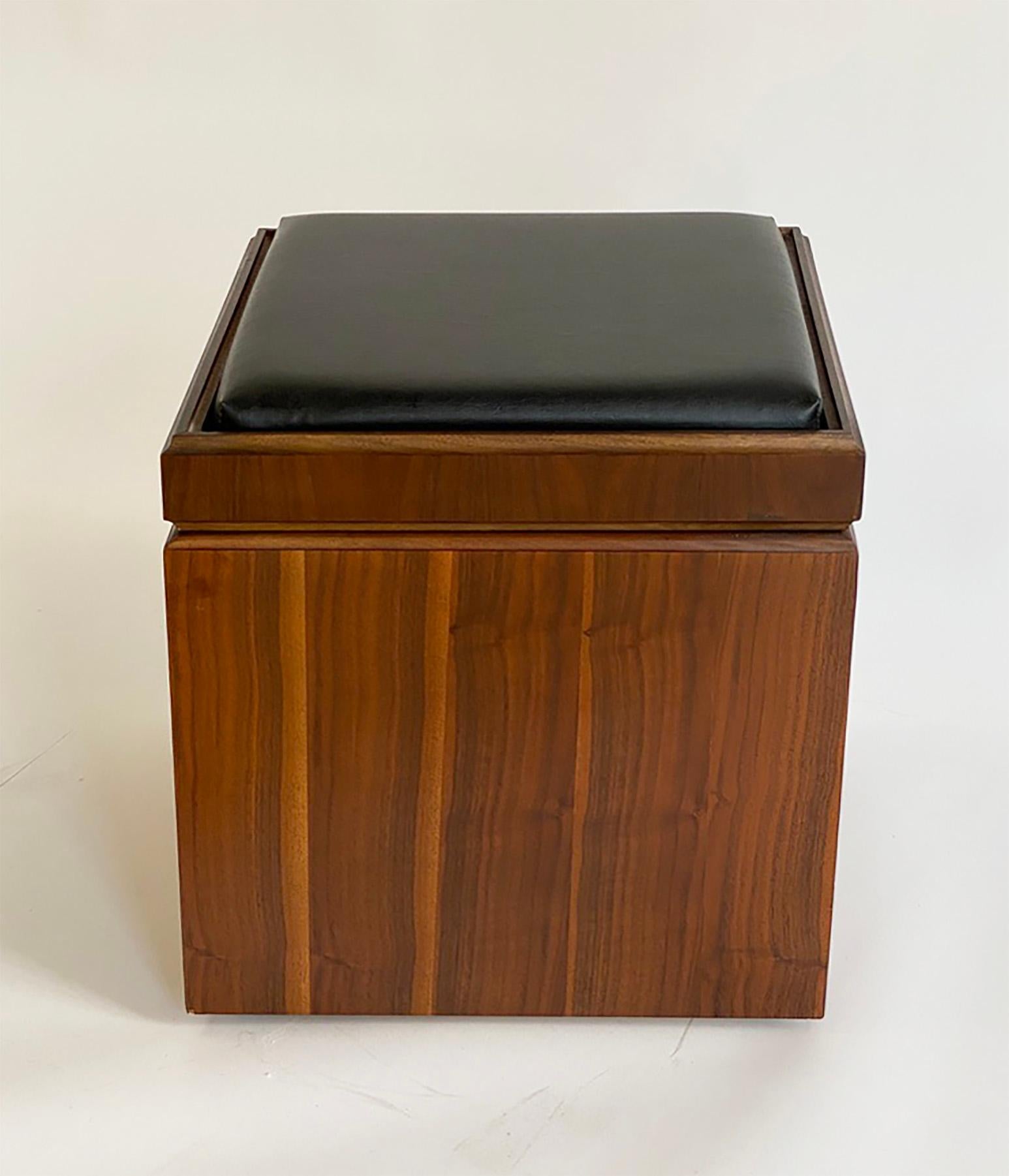 Mid-Century Modern Mid-Century Lane Walnut Storage Cube Ottoman with Reversible Chessboard For Sale