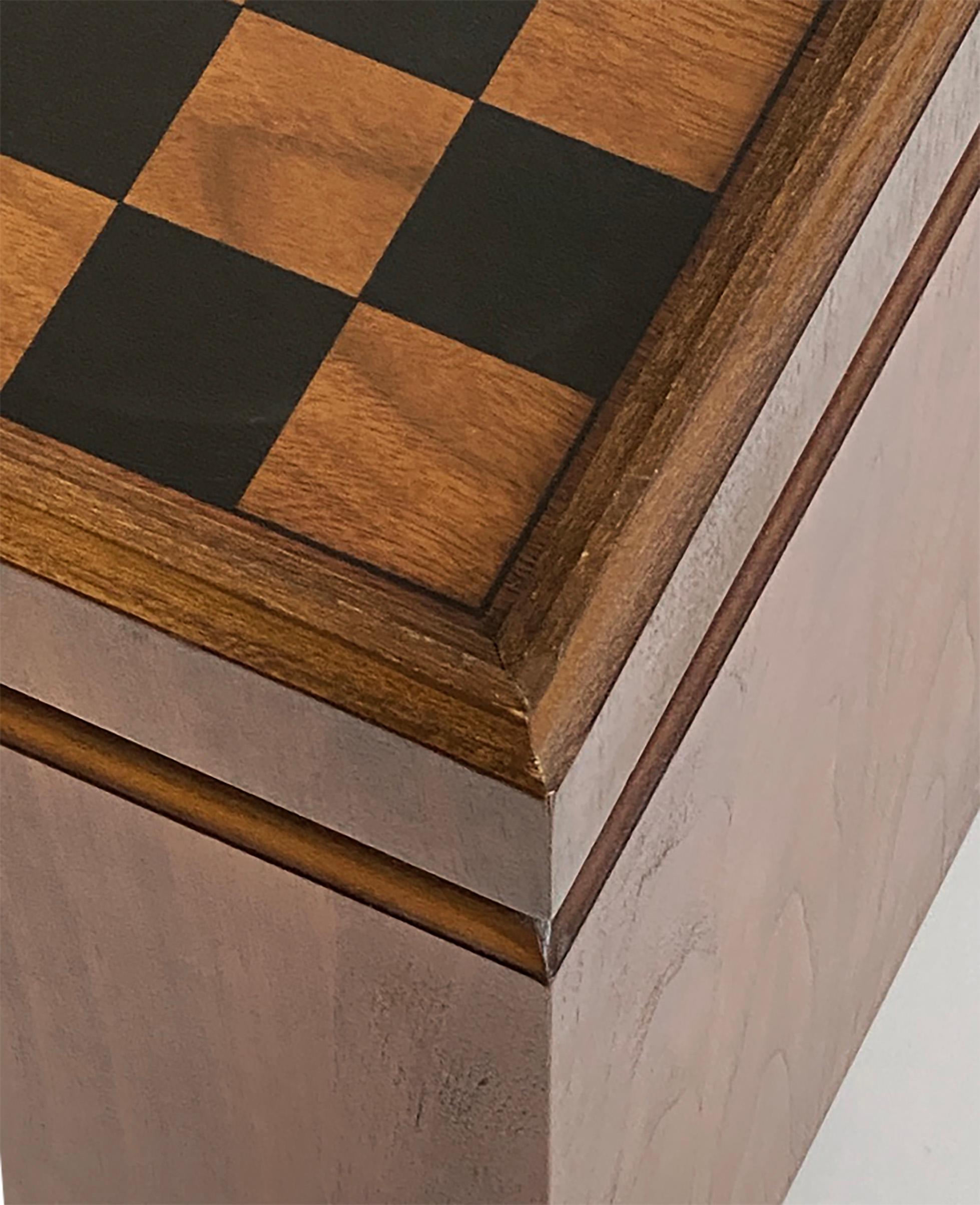 Mid-Century Lane Walnut Storage Cube Ottoman with Reversible Chessboard For Sale 2