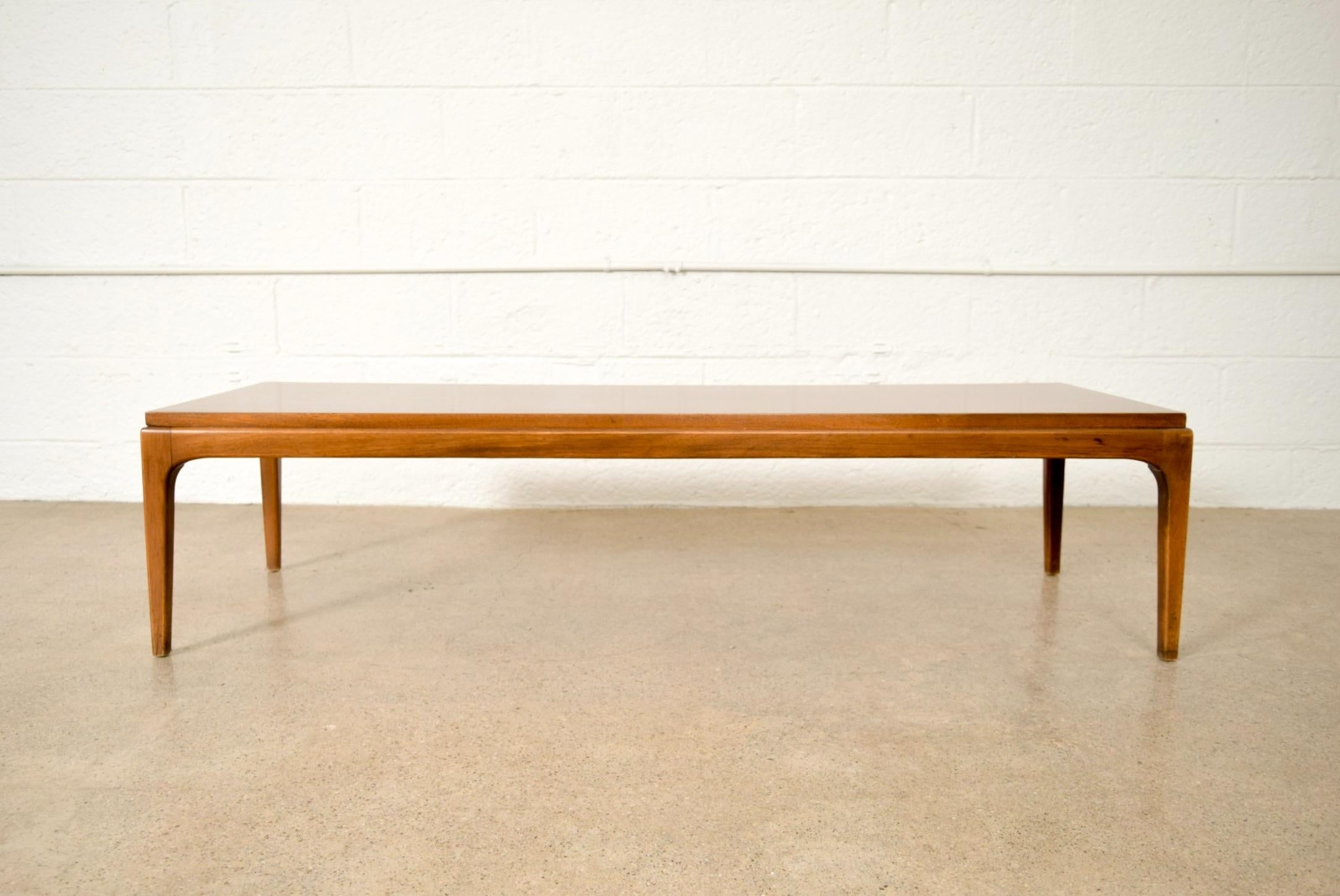 Mid-Century Modern Midcentury Lane Walnut Long Rectangular Wood Coffee Table, 1960s For Sale