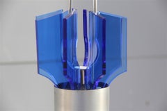 Midcentury Lantern Ceiling Lamp Cristall Veca Blu Cobalt Minimal Design, 1950
