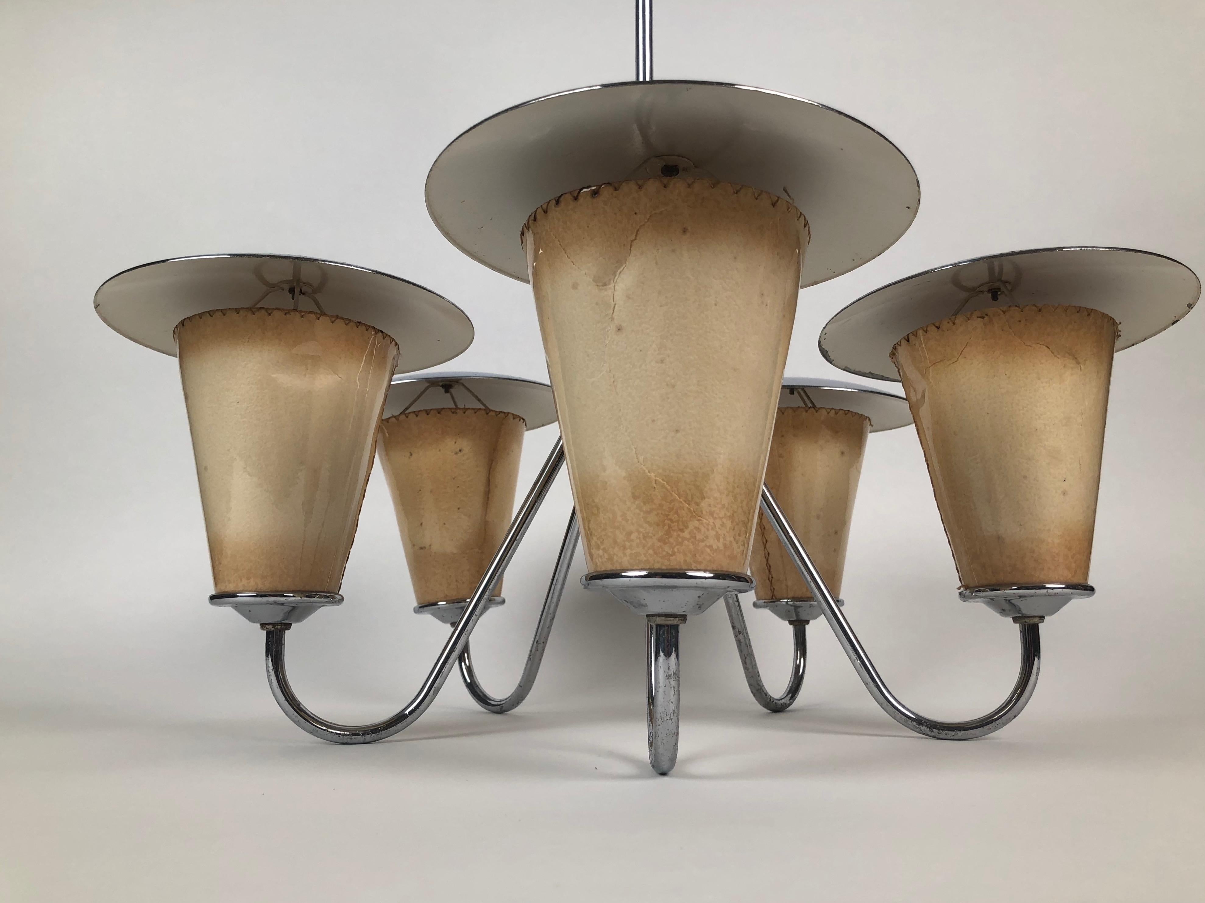 Czech Midcentury Lantern Style Pendant Lamp For Sale
