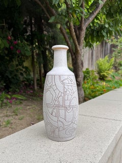 Mid-Century Lapid Sgraffito Glazed Ceramic Vase, 1960's