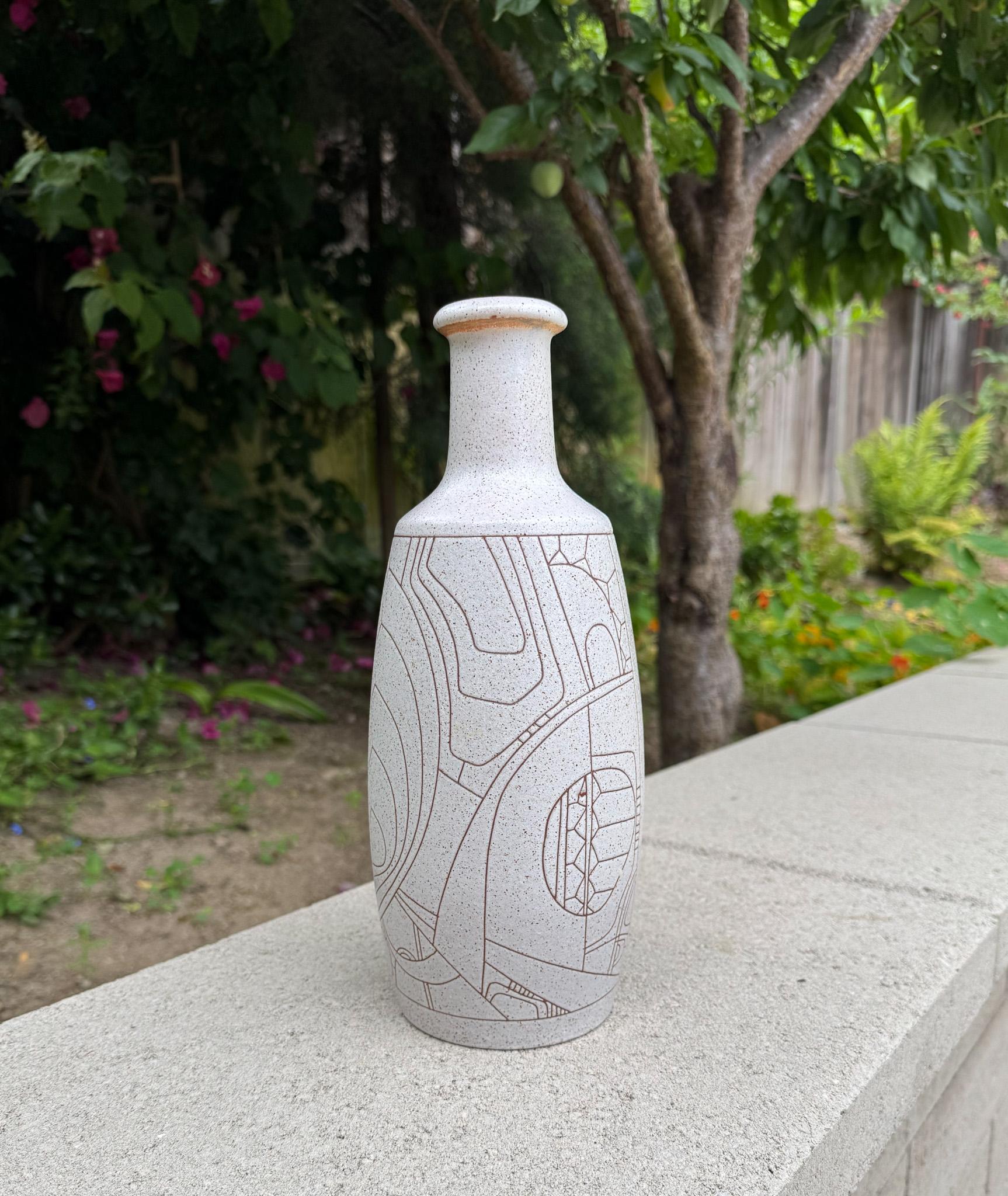 Vase en céramique émaillée Lapid Sgraffito du milieu du siècle, années 1960 1