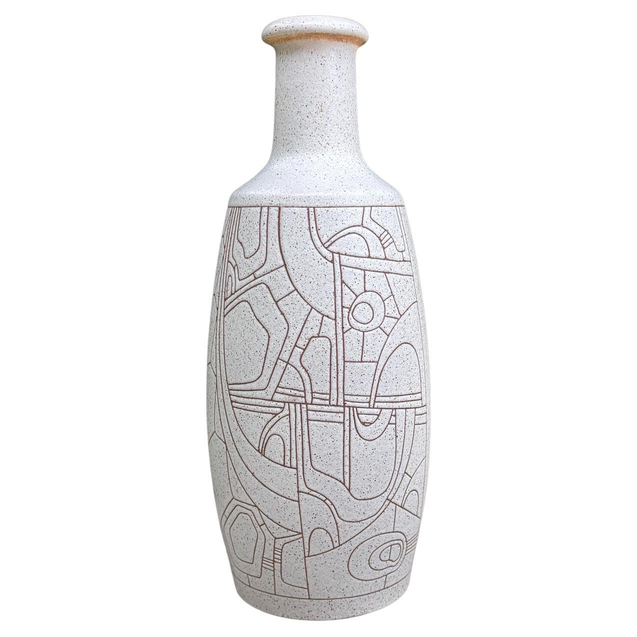 Vase en céramique émaillée Lapid Sgraffito du milieu du siècle, années 1960