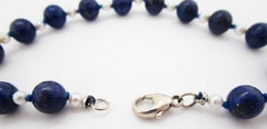 Midcentury Lapis and Pearl Bracelet
