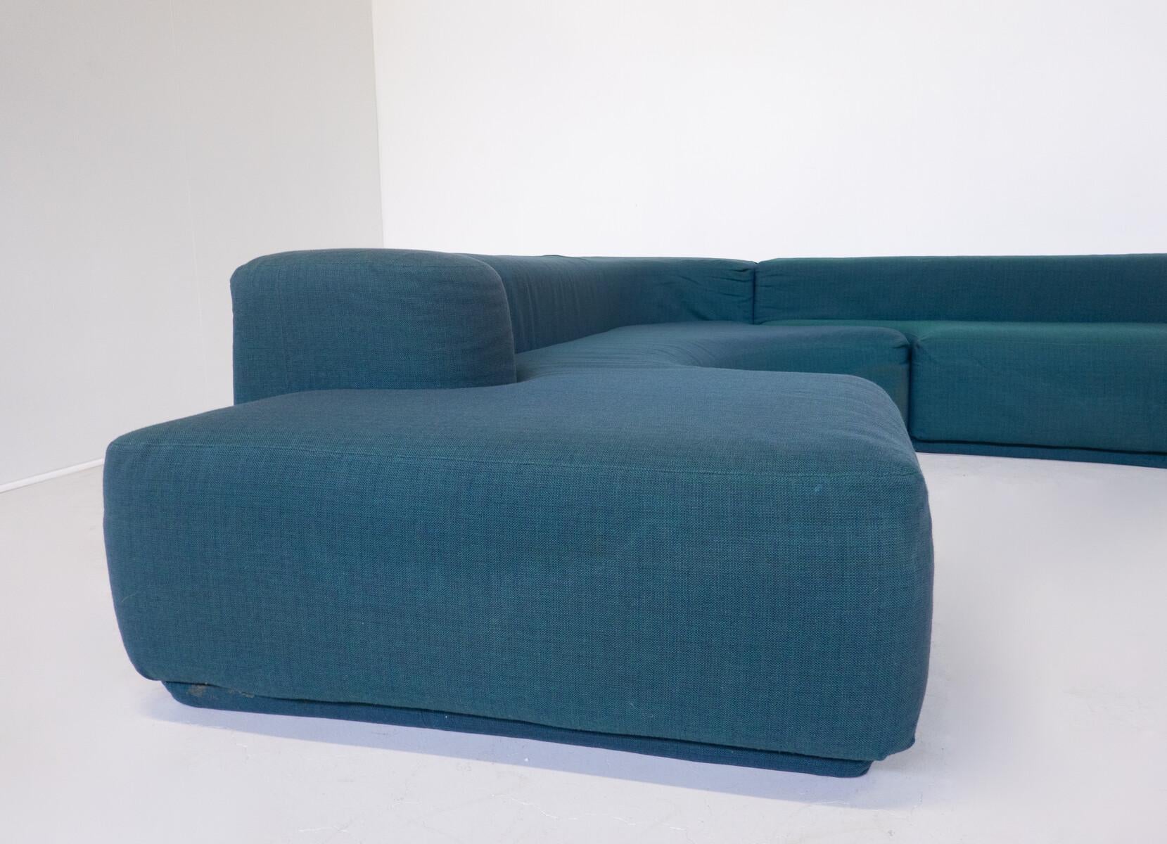 Fabric Mid-Century Lara Sofa, Roberto Pamio & Renato Toso for Stilwood, Blue Upholstery