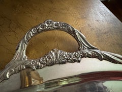 Mid century large 1847 Rogers Bros, Heritage, Silverplate butler Serving Tra