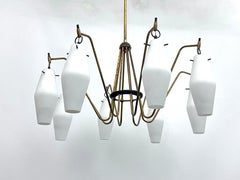 Mid-Century Large 8 arms Arredoluce manner chandelier. Italy 1950s