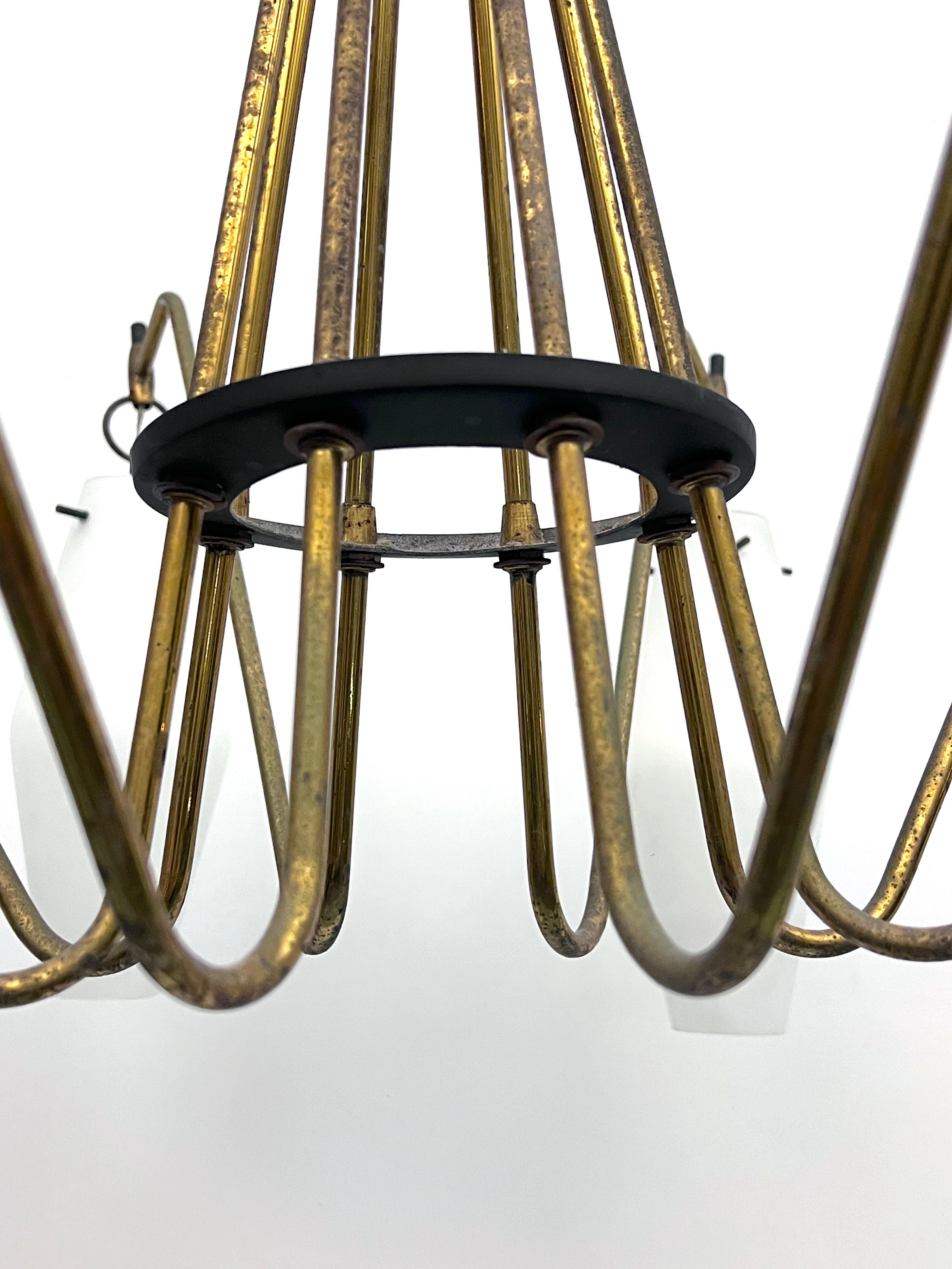 Mid-Century Large 8 arms Arredoluce manner chandelier. Italy 1950s For Sale 1