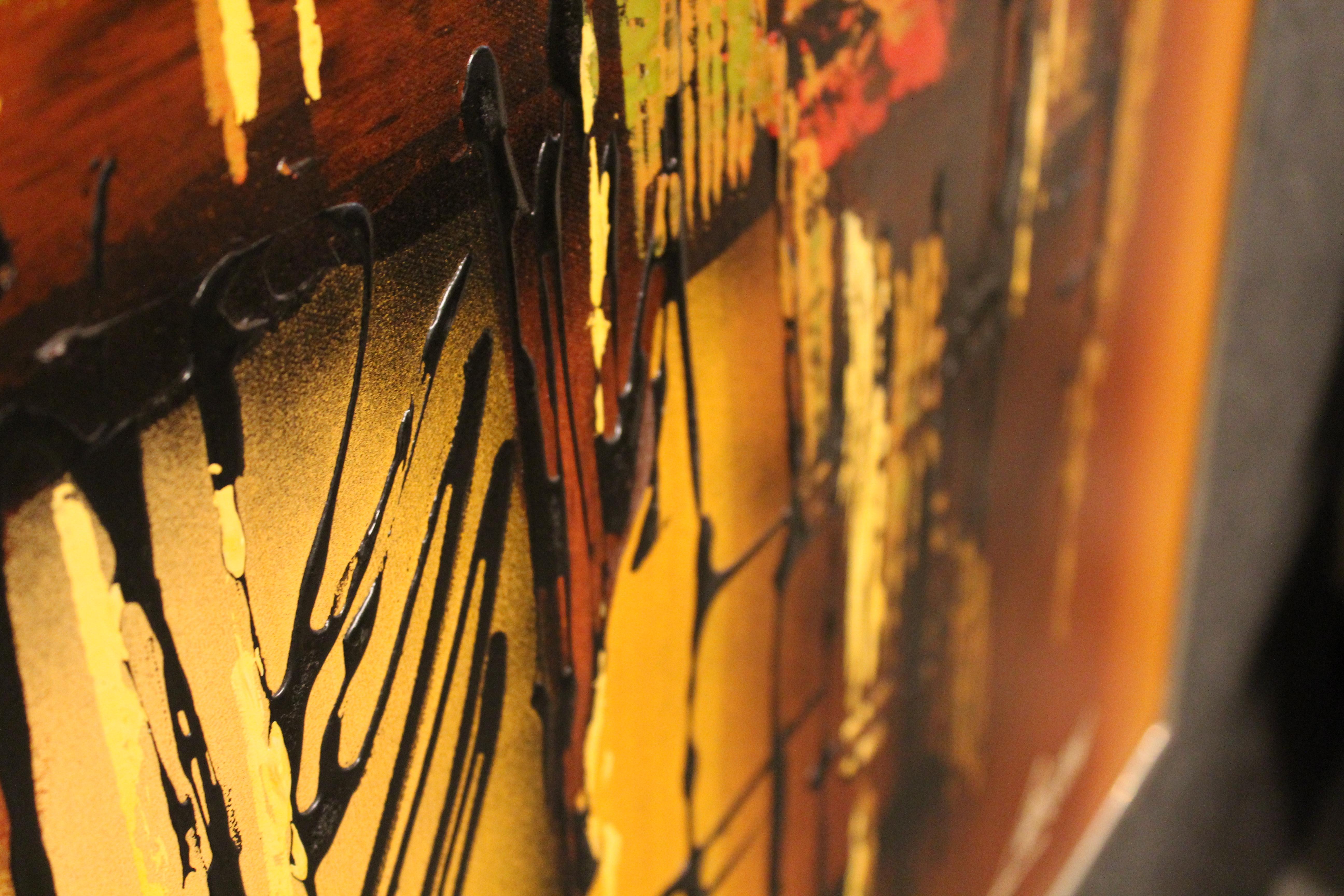 Grande huile sur toile abstraite du milieu du siècle dernier par Leson en vente 3