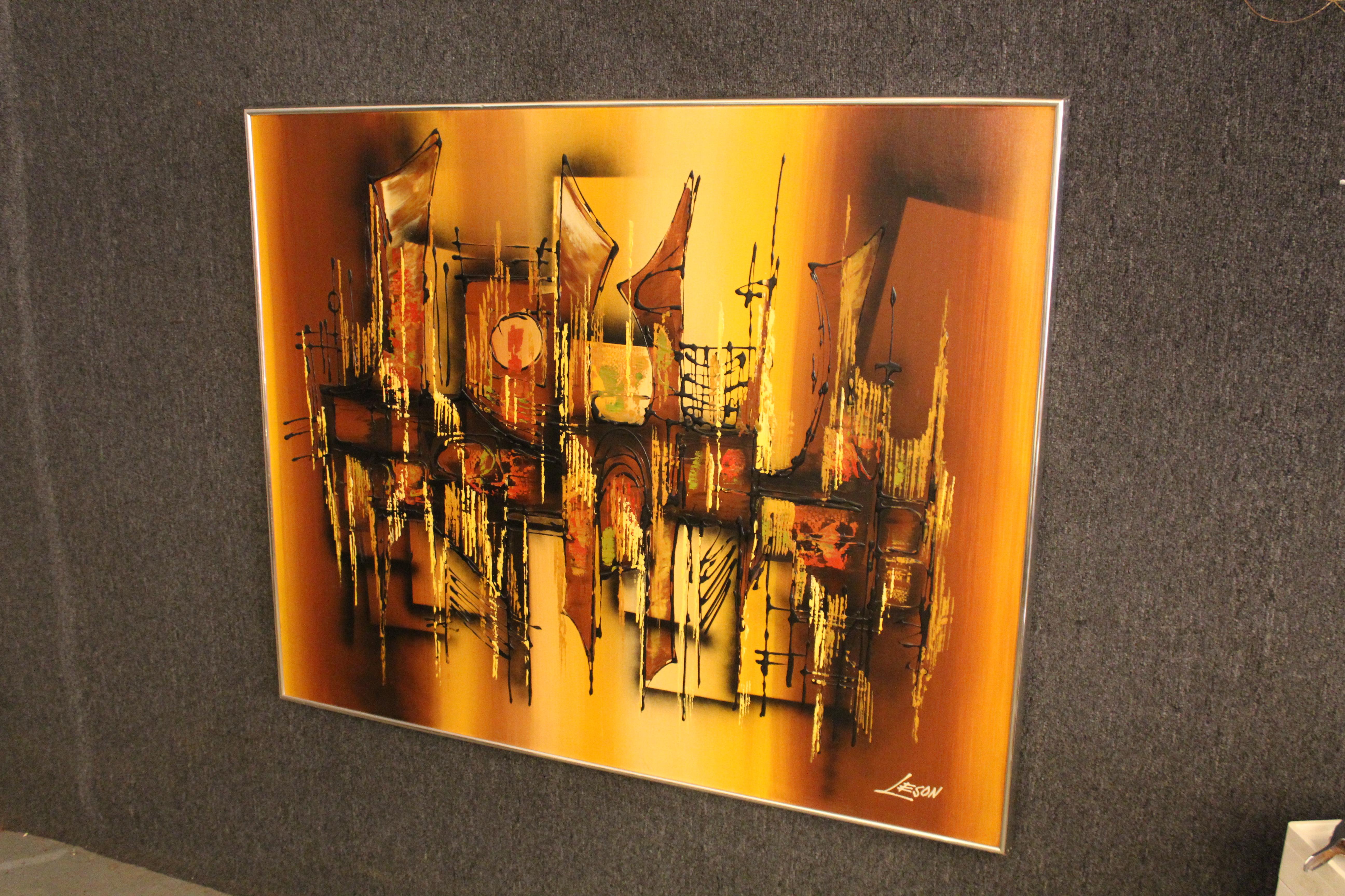 Give any wall in any space a massive splash of color with this impressive abstraction on canvas by mid-century artist 
