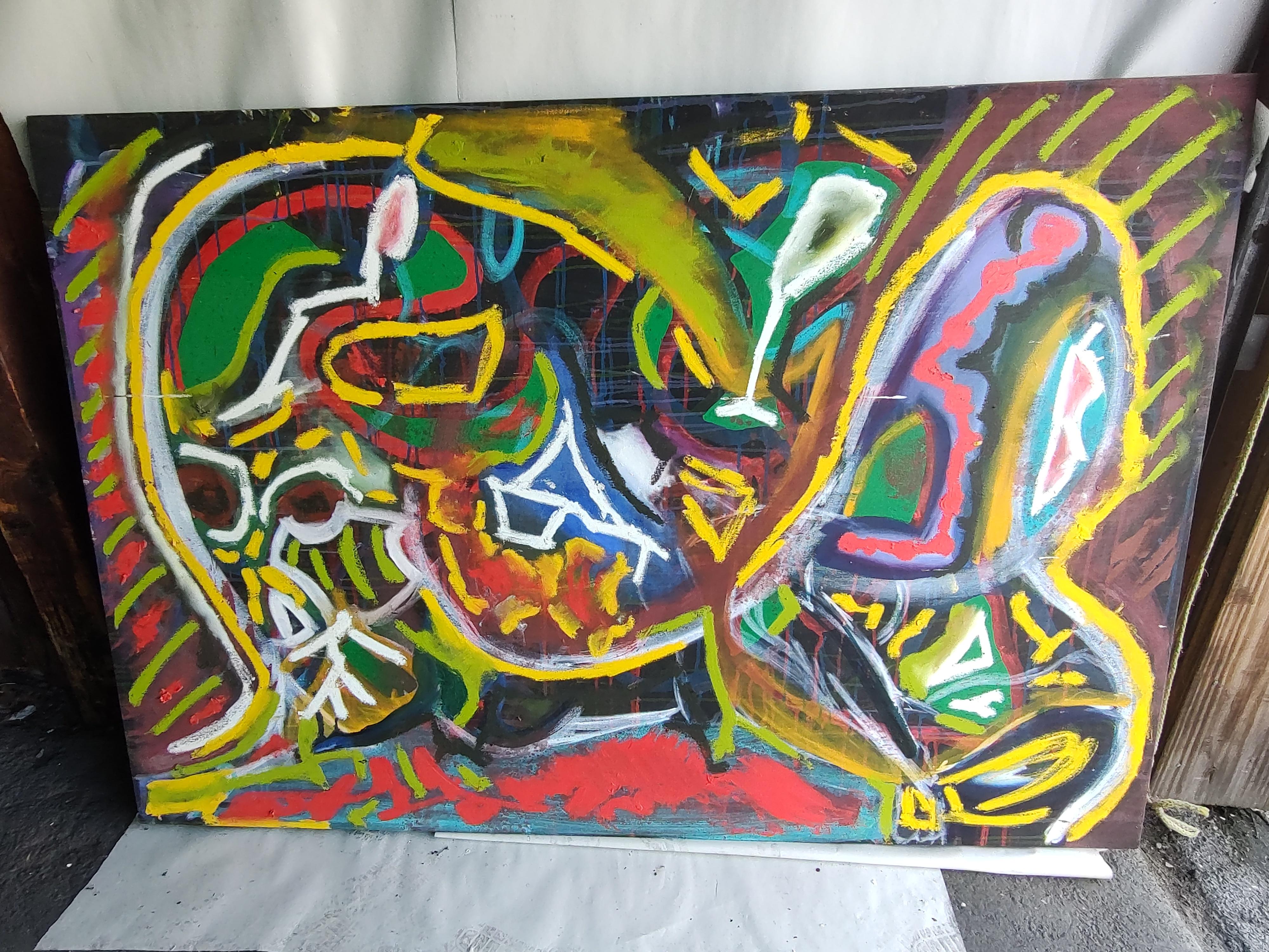 Midcentury Large Abstract on Canvas by Samuel C. Englander In Good Condition For Sale In Port Jervis, NY