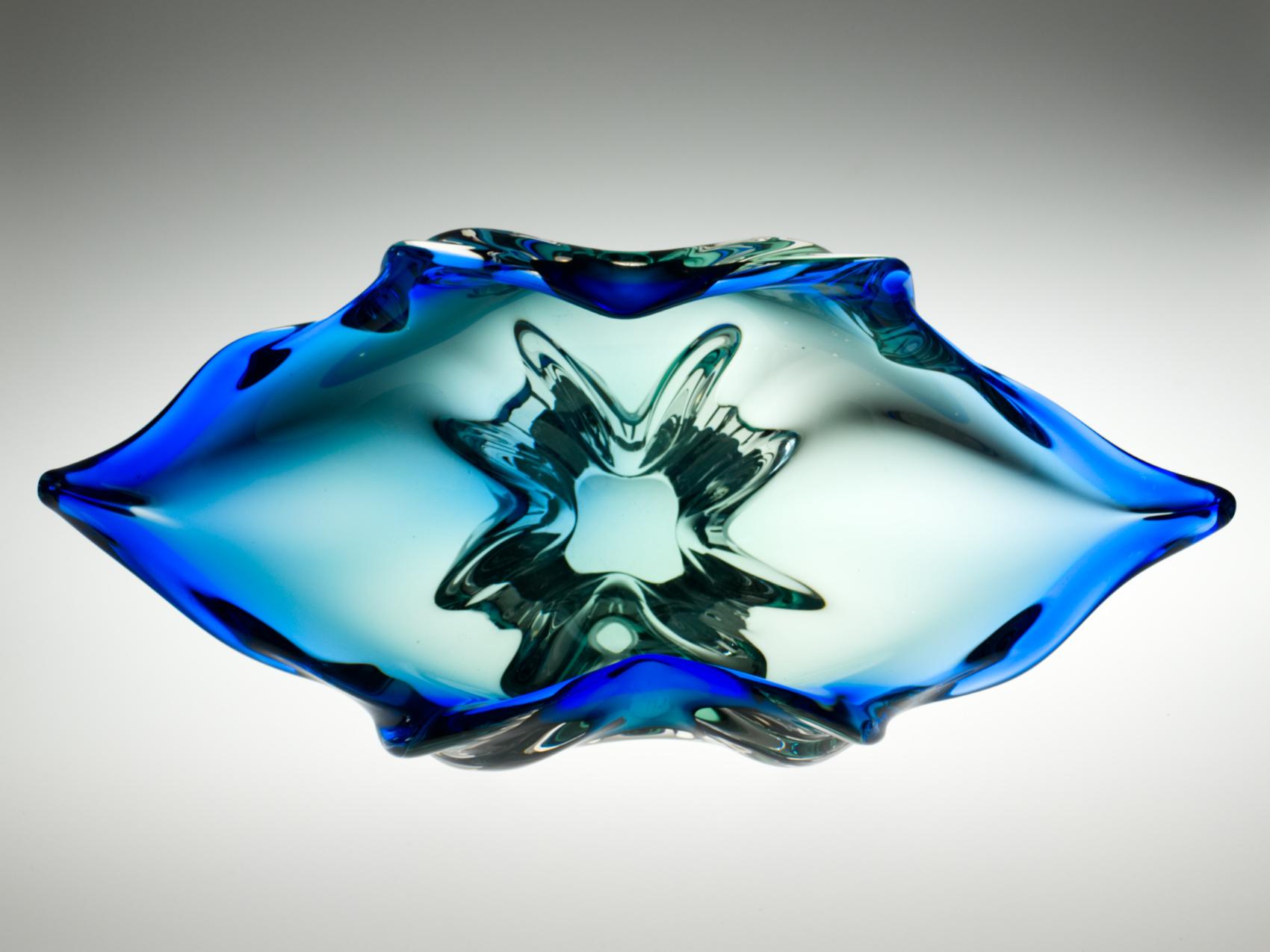 20th Century Midcentury Large Art Glass Bowl by Josef Hospodka Chribska Glassworks, 1960s