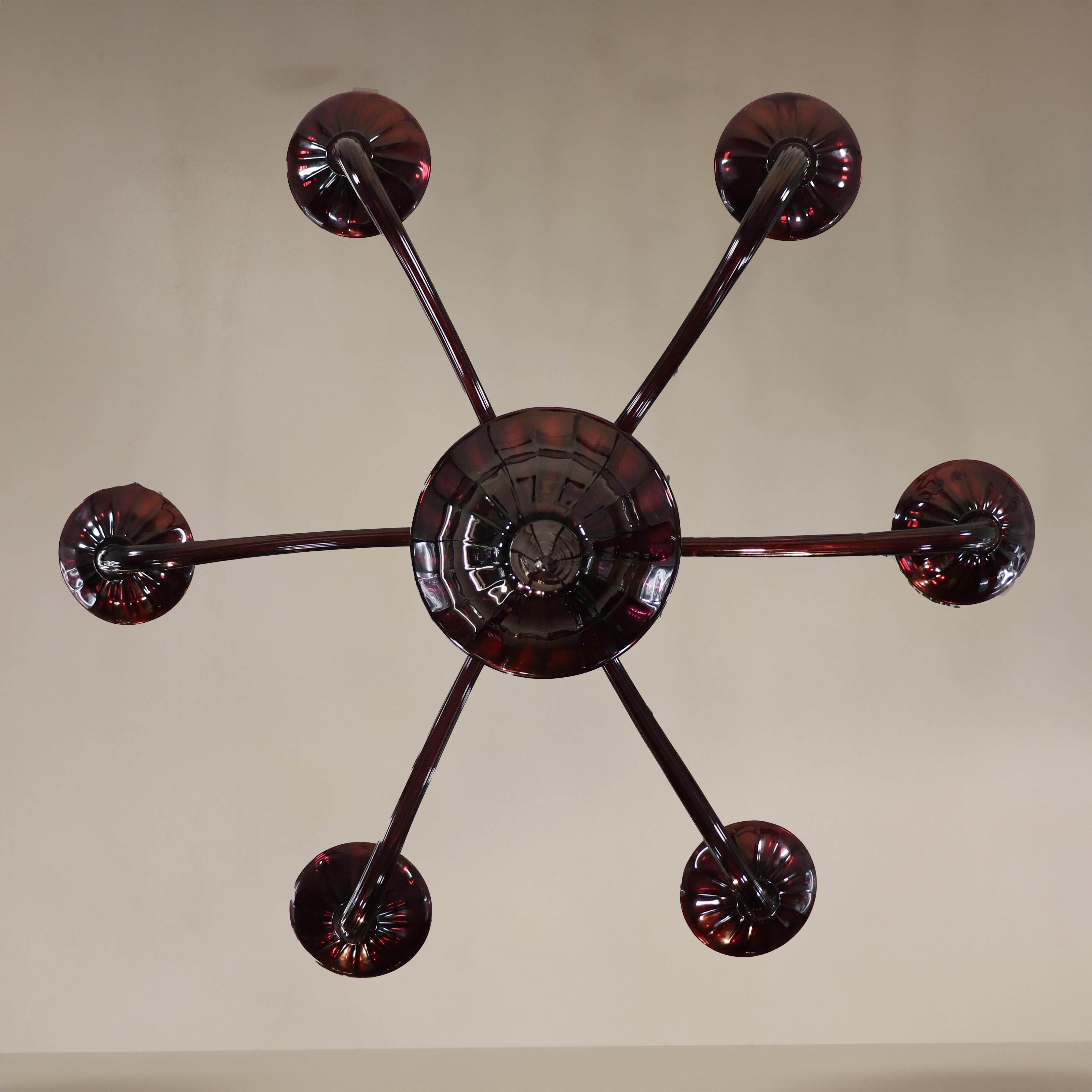 XXI secolo e contemporaneo Grande lampadario in vetro di Murano color argento e dorato A. Silver in vendita