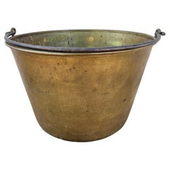 Mid-Century Large Bail Brass Handled Fireplace Bucket