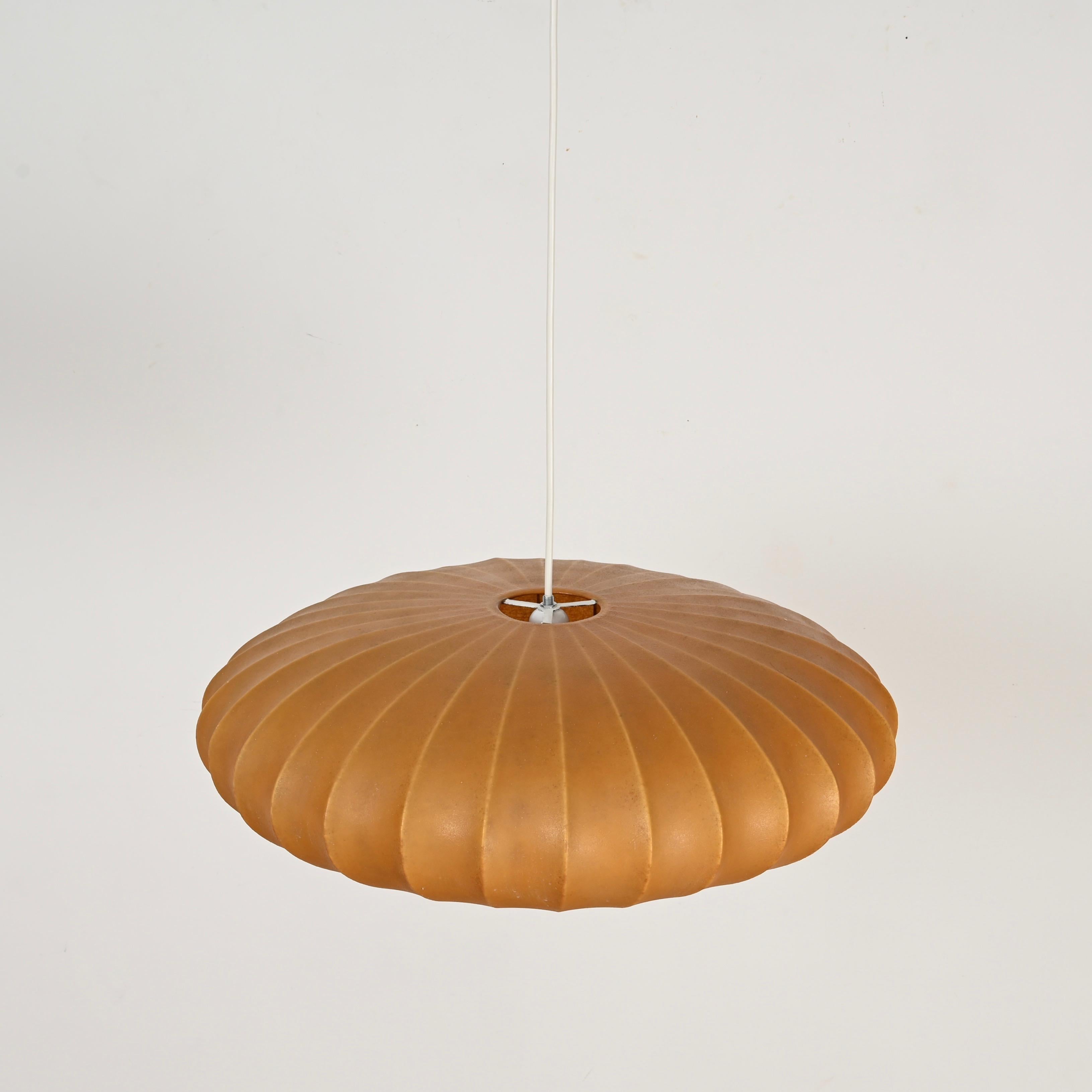 Mid-Century Modern Mid-Century Large Beige Cocoon, Italian Pendant by Castiglioni, 1960s