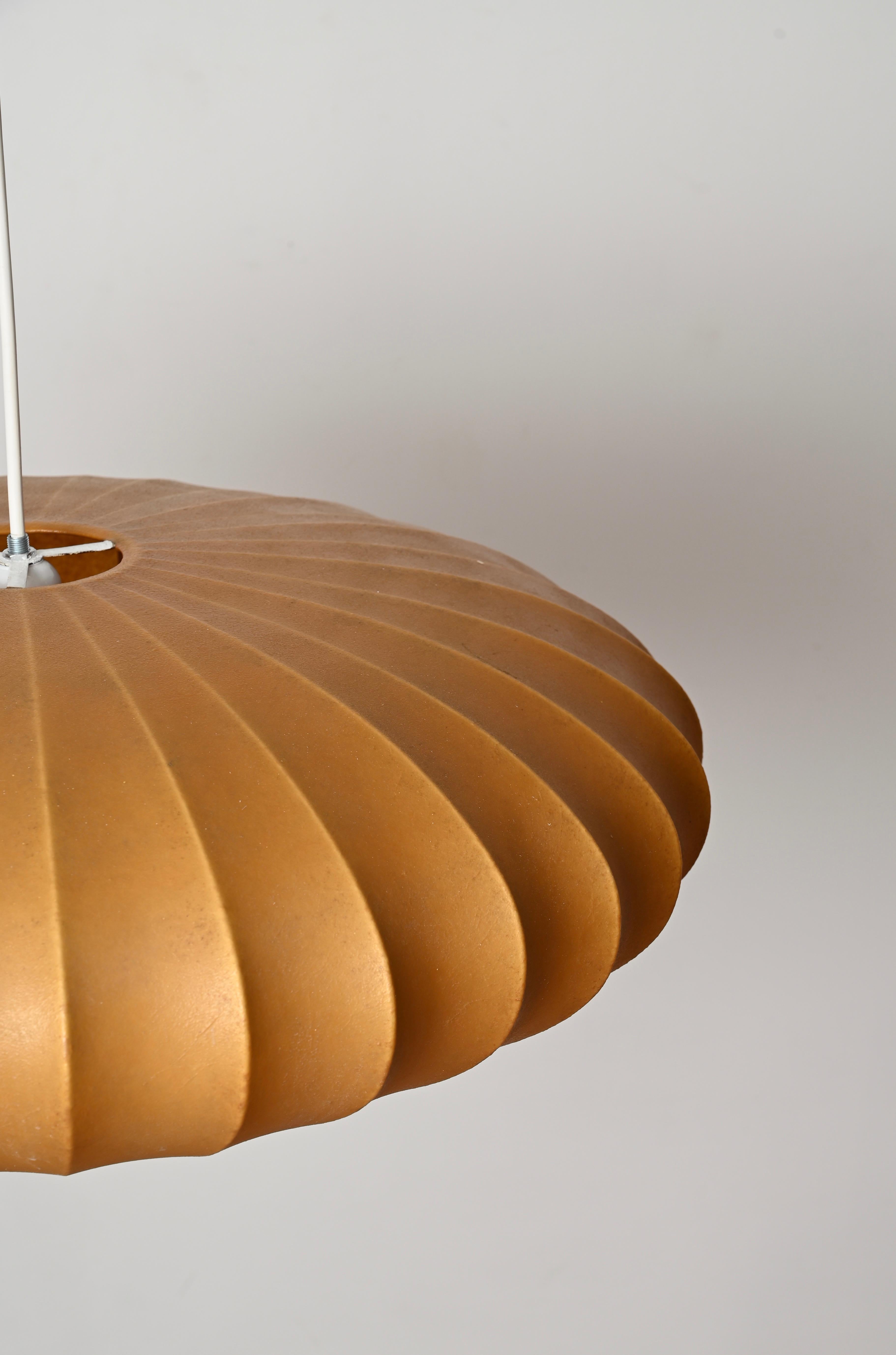 Hand-Crafted Mid-Century Large Beige Cocoon, Italian Pendant by Castiglioni, 1960s