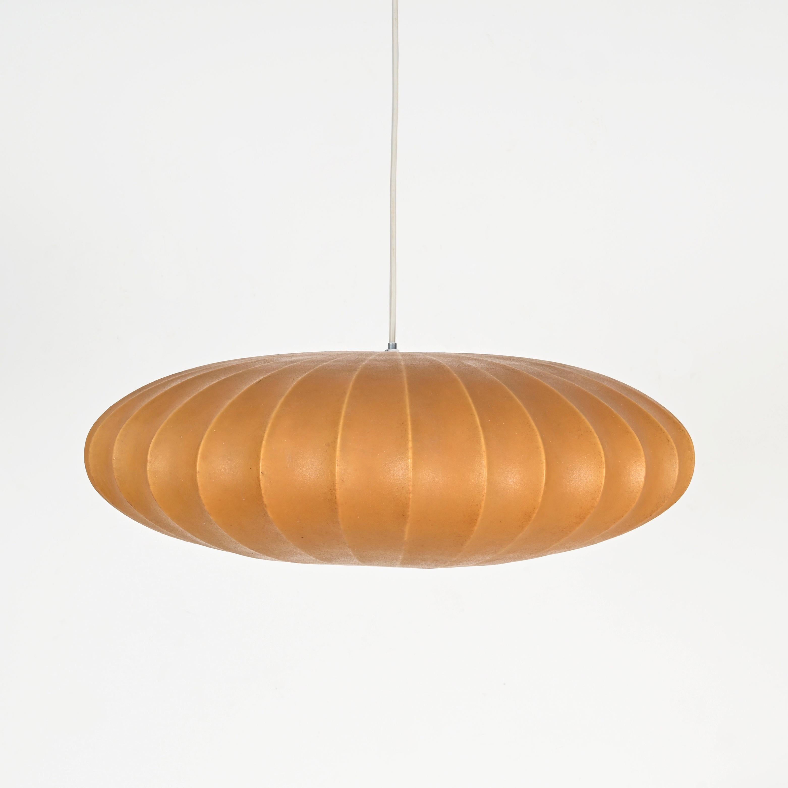 Mid-Century Large Beige Cocoon, Italian Pendant by Castiglioni, 1960s 1