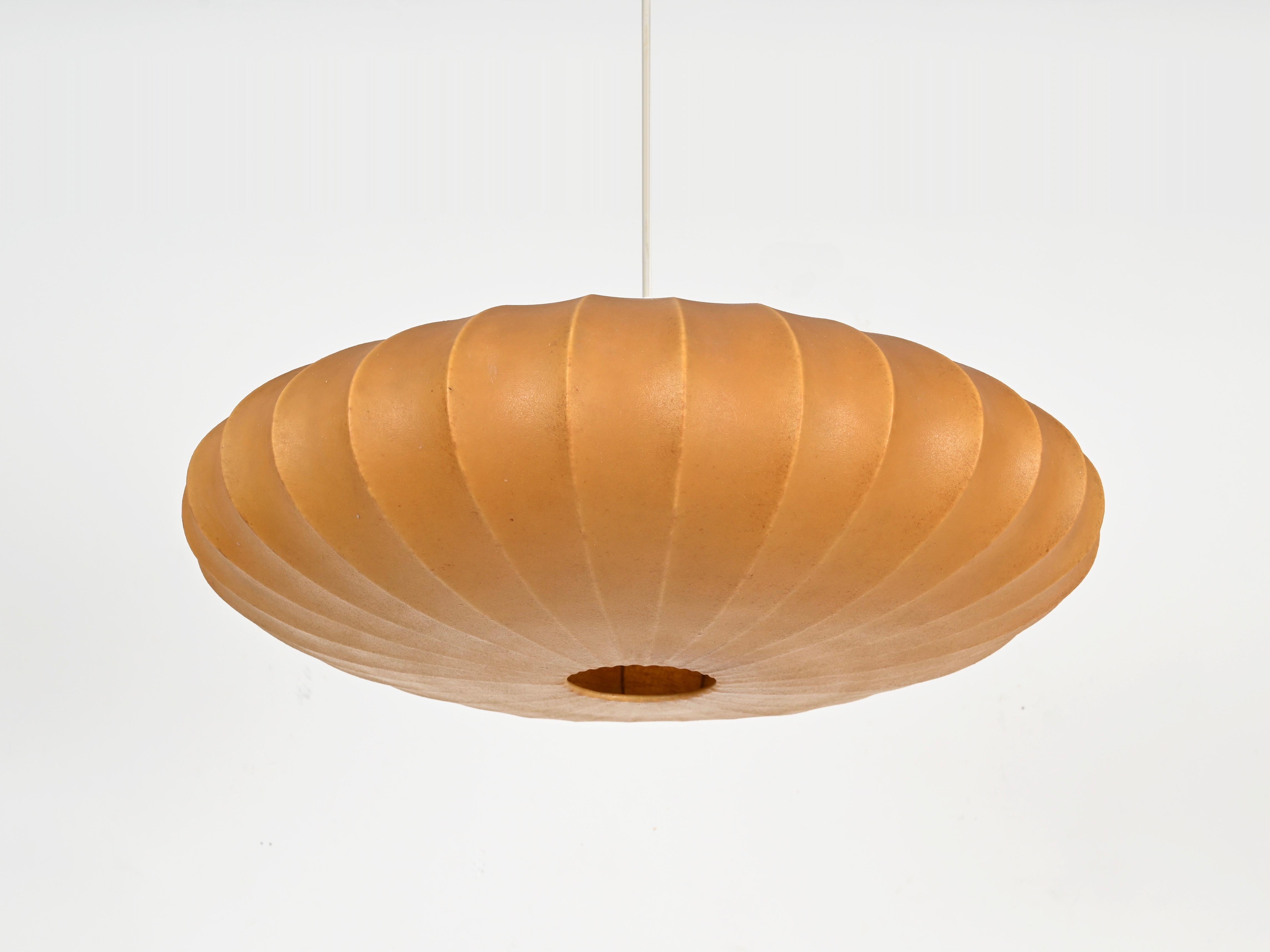 Mid-Century Large Beige Cocoon, Italian Pendant by Castiglioni, 1960s 2