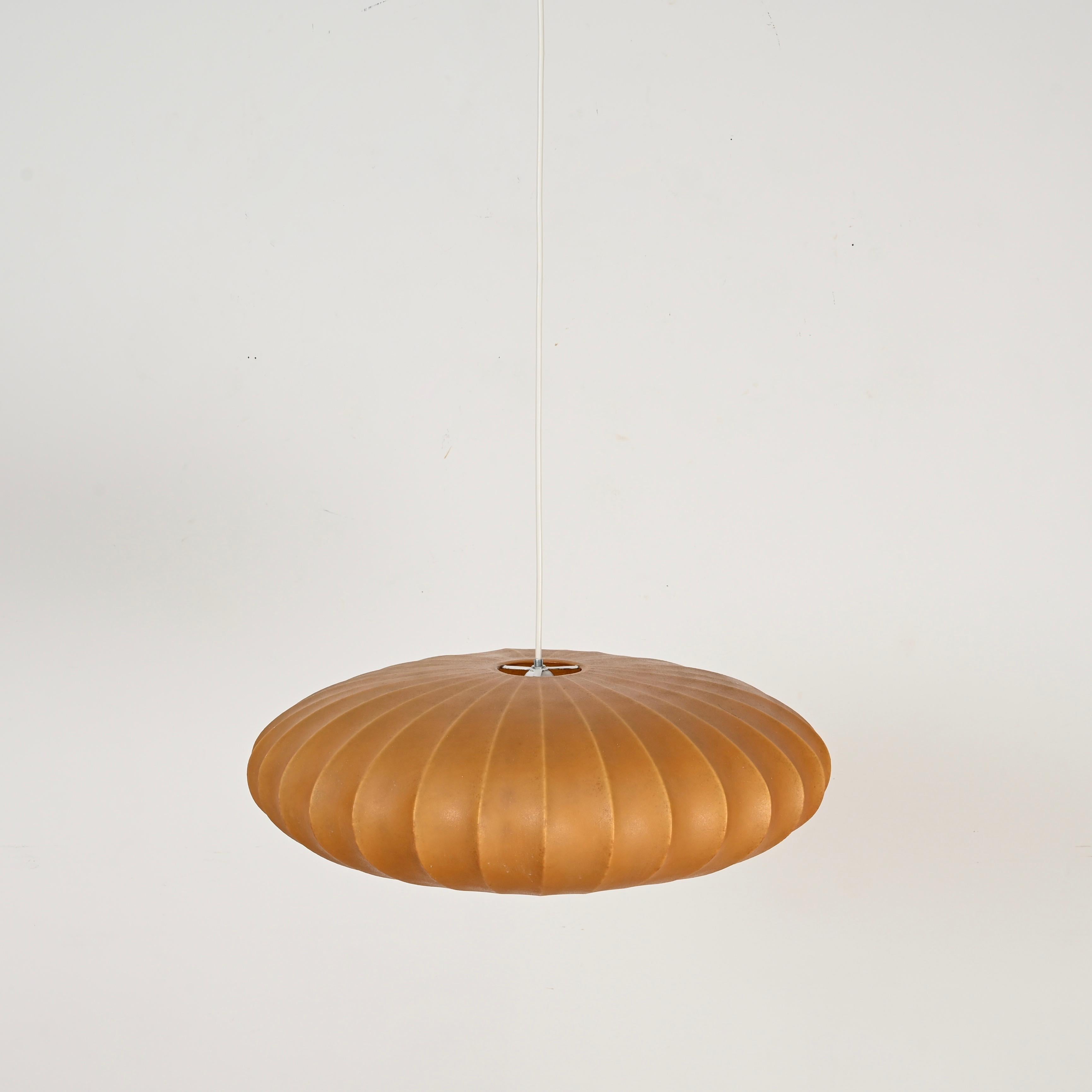 Mid-Century Large Beige Cocoon, Italian Pendants by Castiglioni, 1960s 2