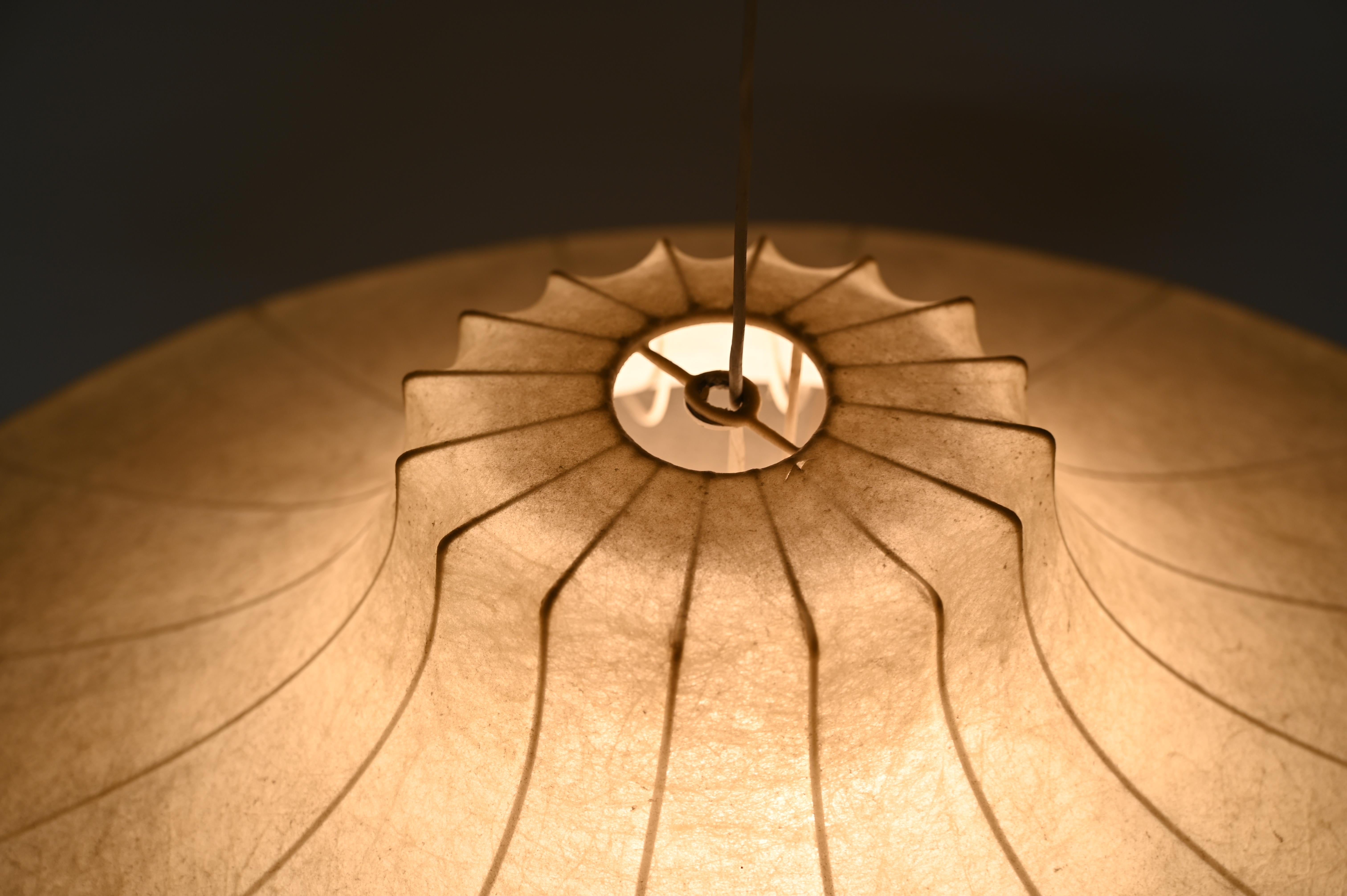 Mid-Century Huge Beige Cocoon Italian Pendant Lamp by Castiglioni, 1960s 3