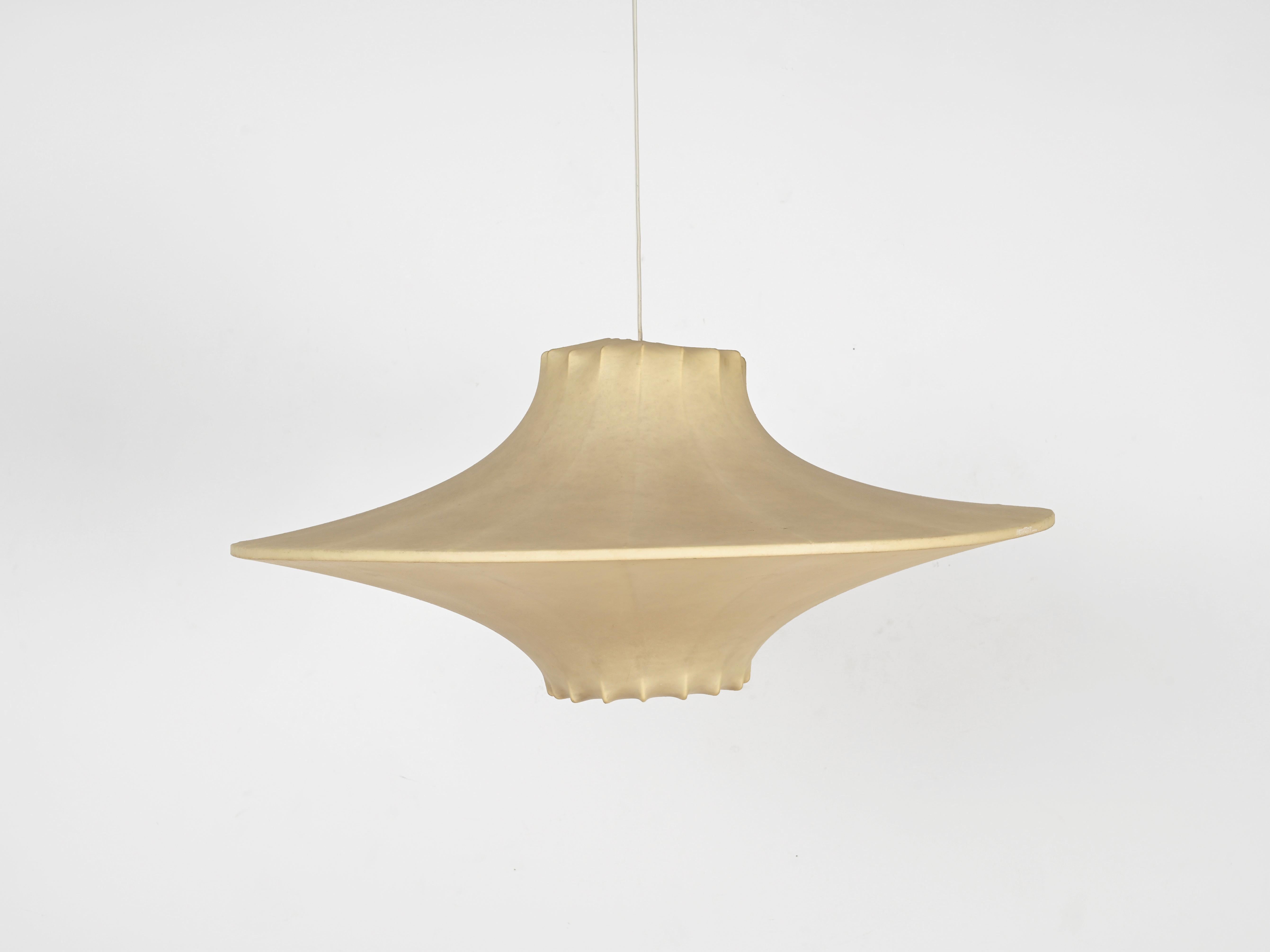 Mid-Century Huge Beige Cocoon Italian Pendant Lamp by Castiglioni, 1960s 4