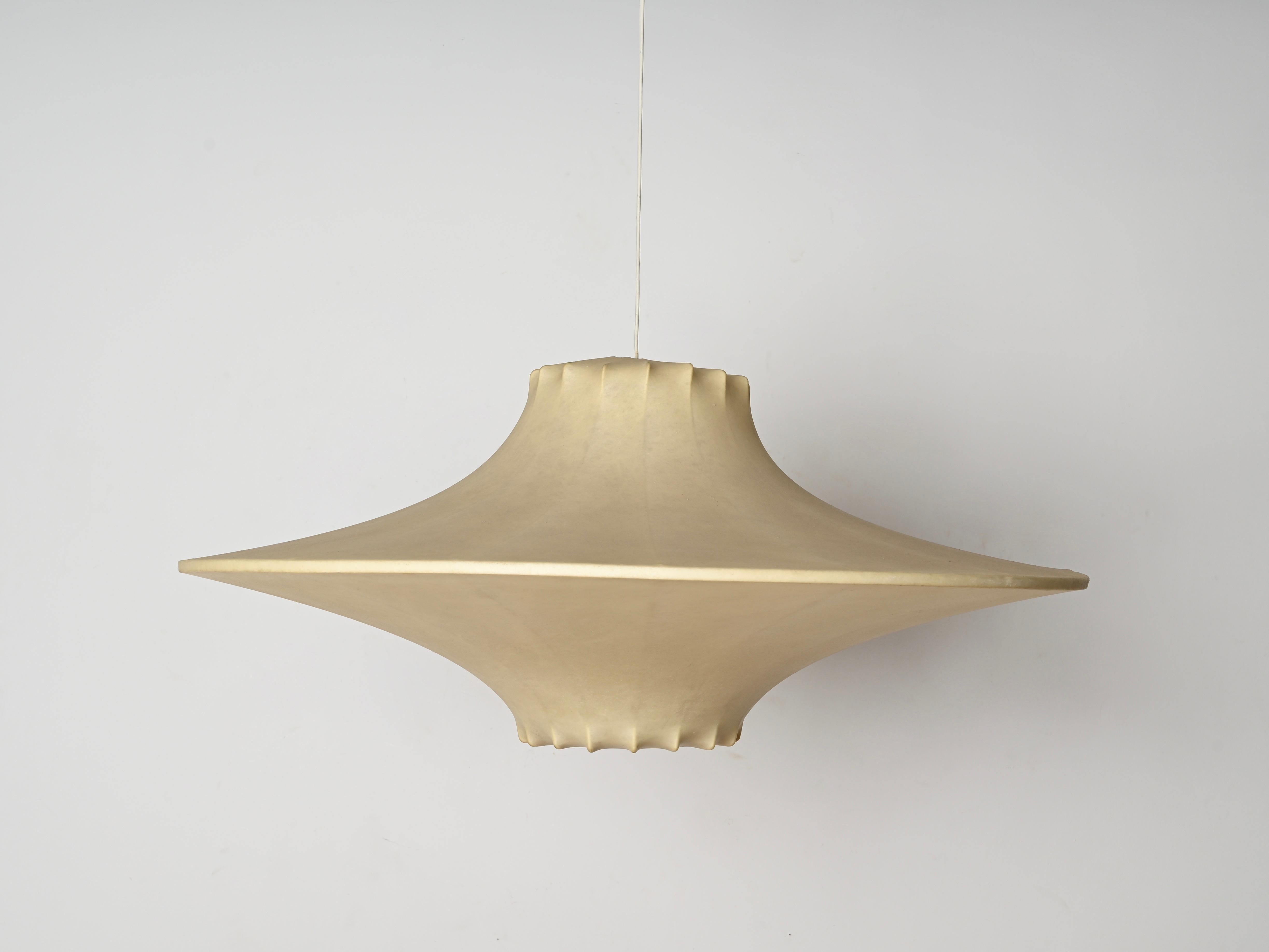 Mid-Century Huge Beige Cocoon Italian Pendant Lamp by Castiglioni, 1960s 5