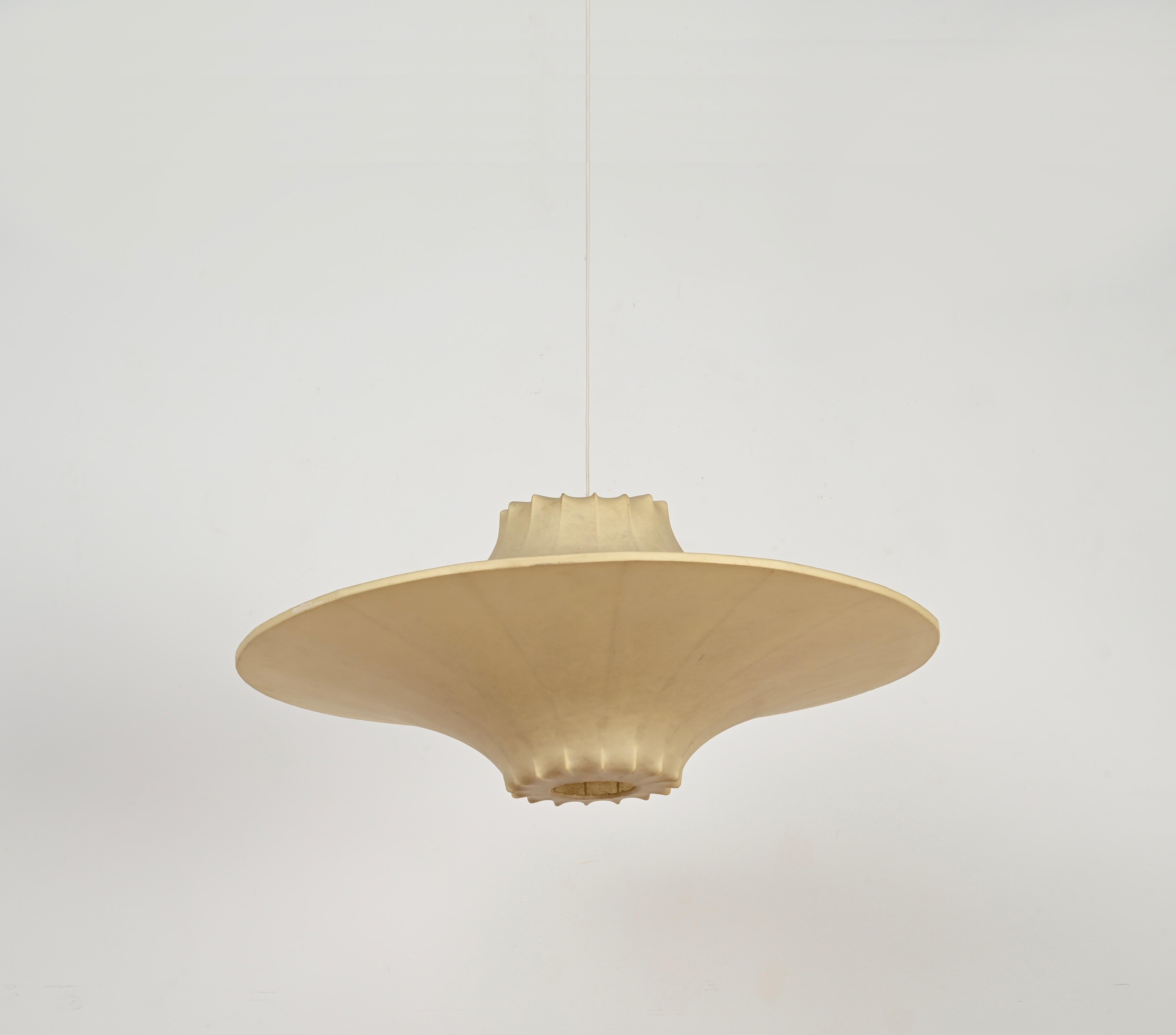 Mid-Century Huge Beige Cocoon Italian Pendant Lamp by Castiglioni, 1960s 6