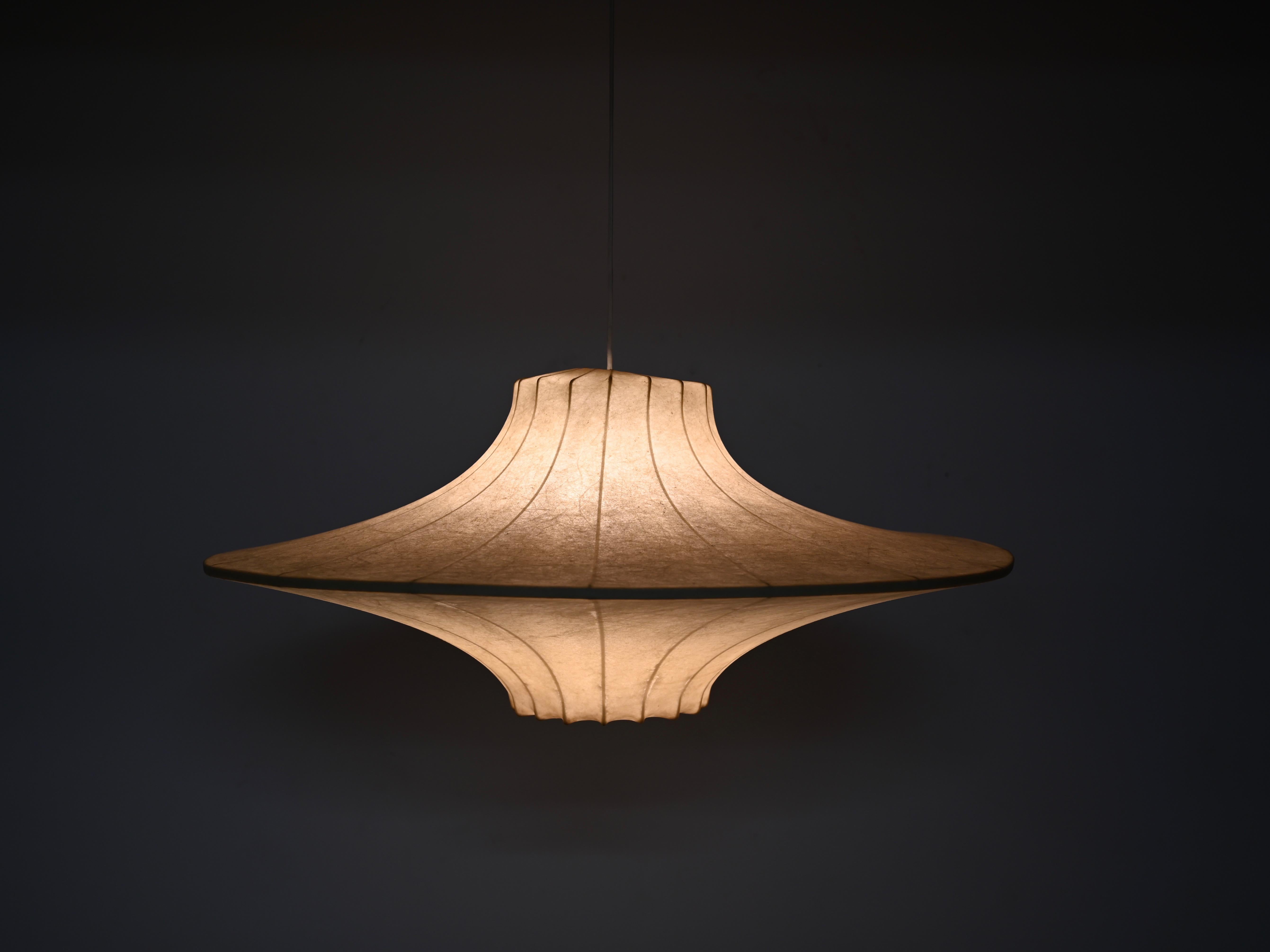 Mid-Century Huge Beige Cocoon Italian Pendant Lamp by Castiglioni, 1960s 7