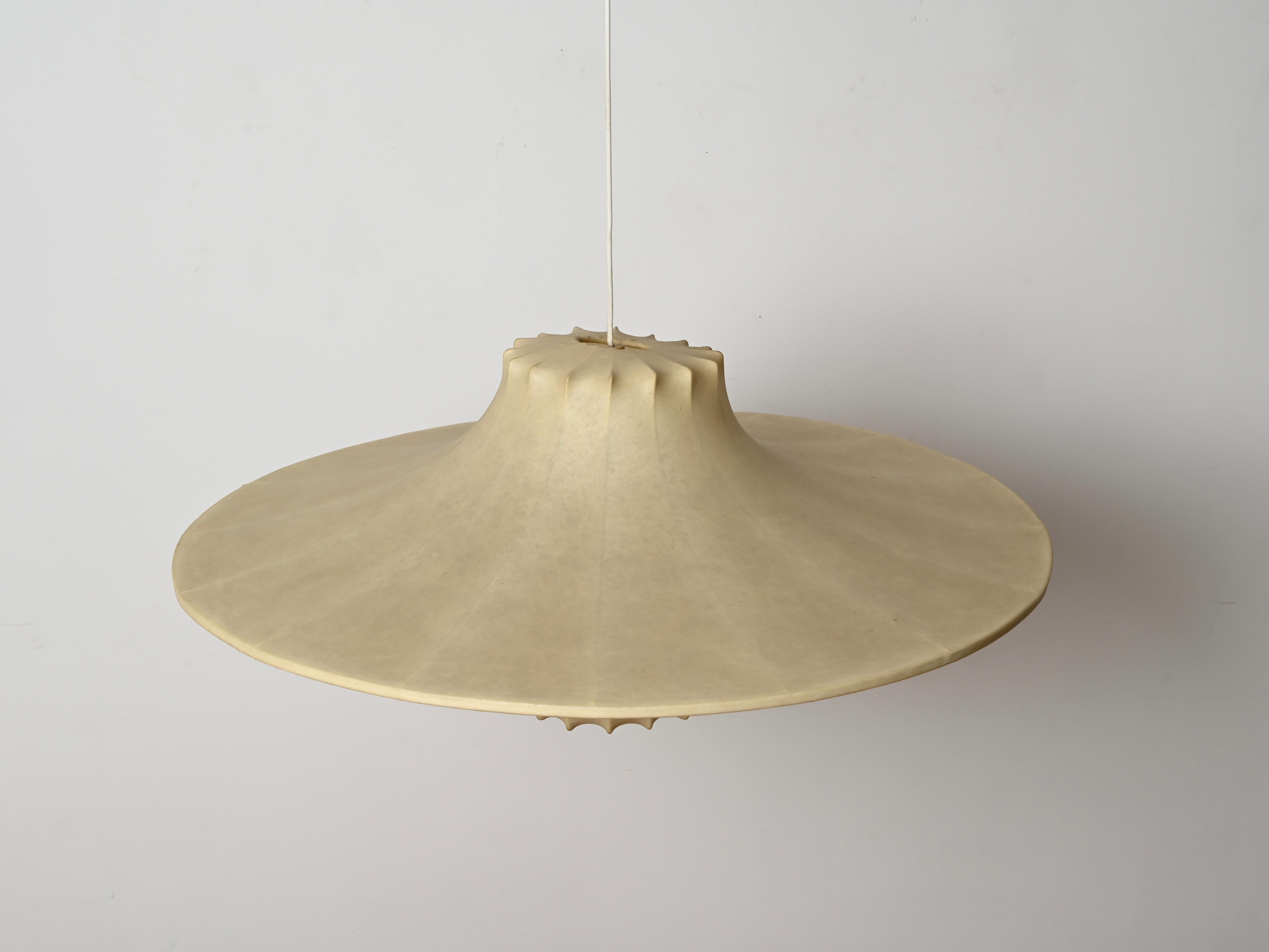 Mid-Century Huge Beige Cocoon Italian Pendant Lamp by Castiglioni, 1960s 9
