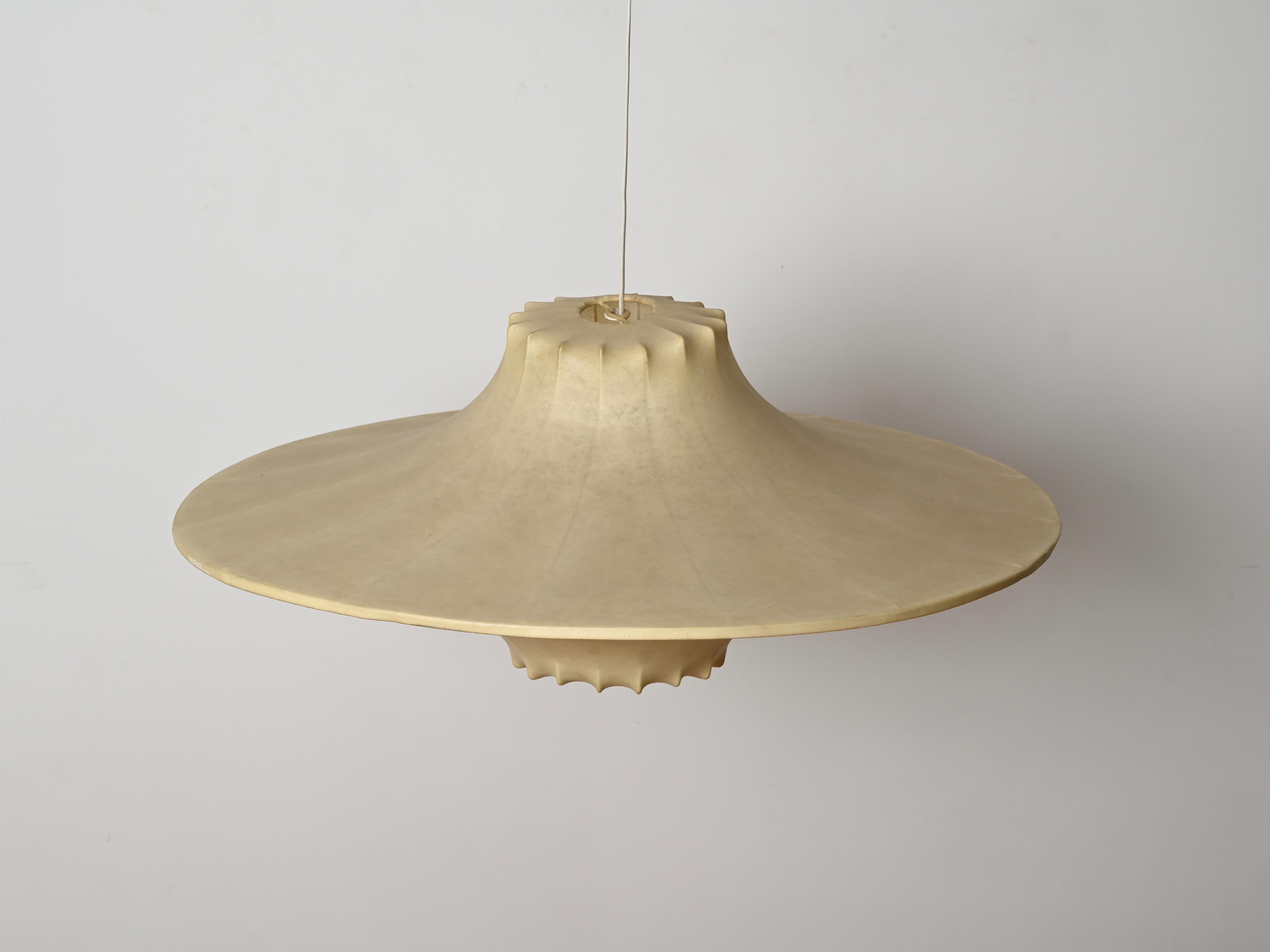 Mid-Century Huge Beige Cocoon Italian Pendant Lamp by Castiglioni, 1960s 10