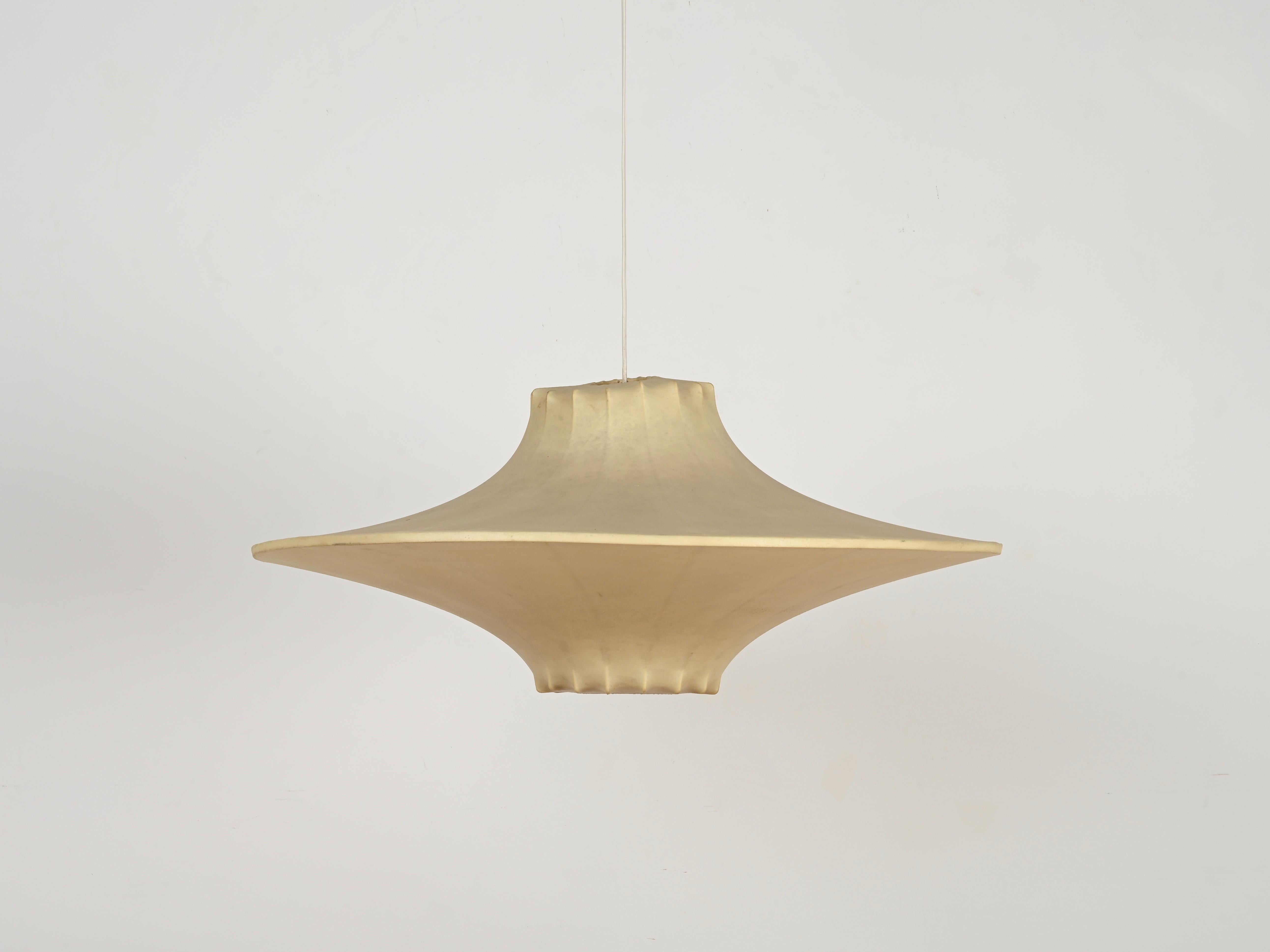 Mid-Century Huge Beige Cocoon Italian Pendant Lamp by Castiglioni, 1960s 11