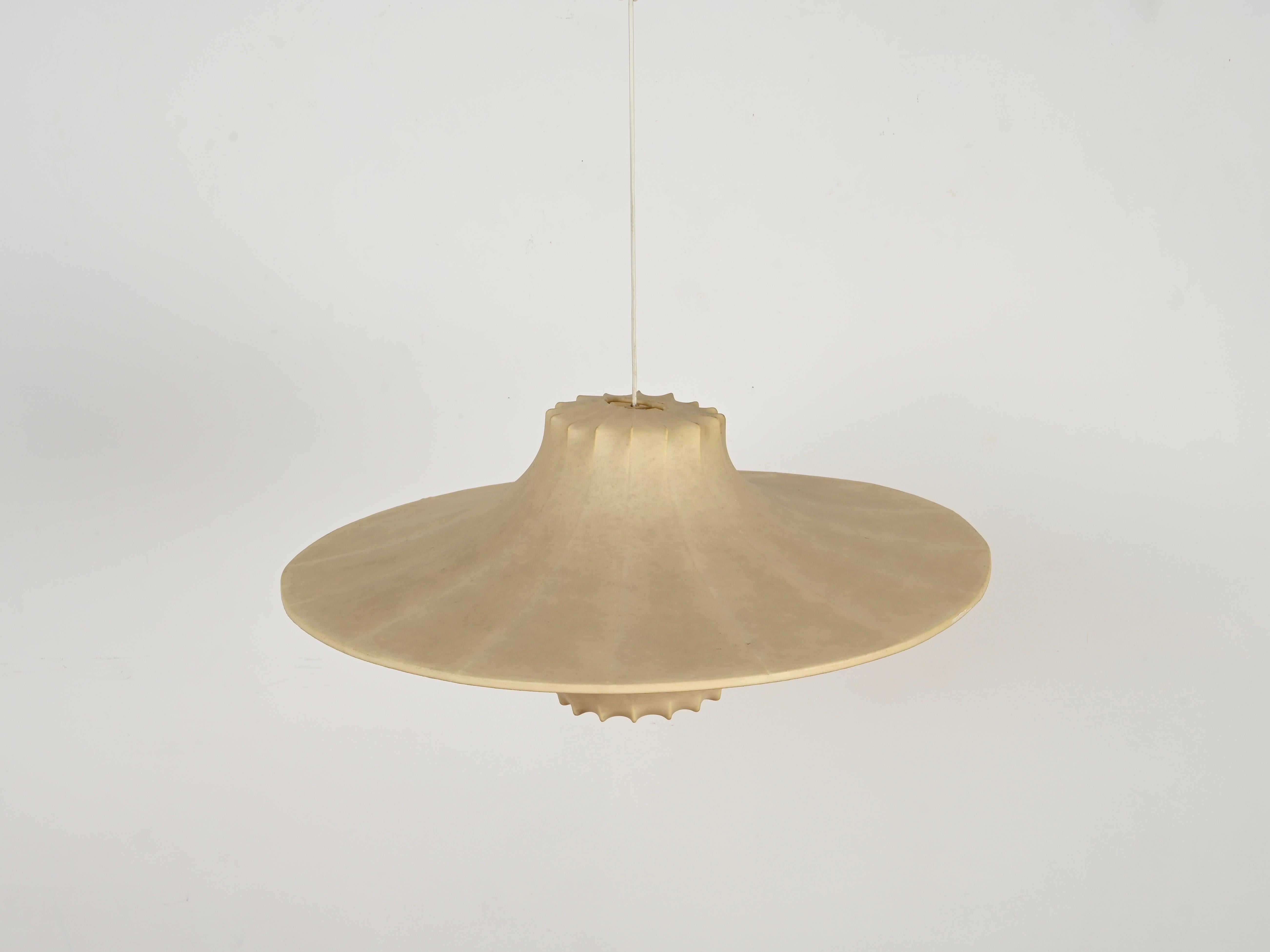 Mid-Century Huge Beige Cocoon Italian Pendant Lamp by Castiglioni, 1960s 12