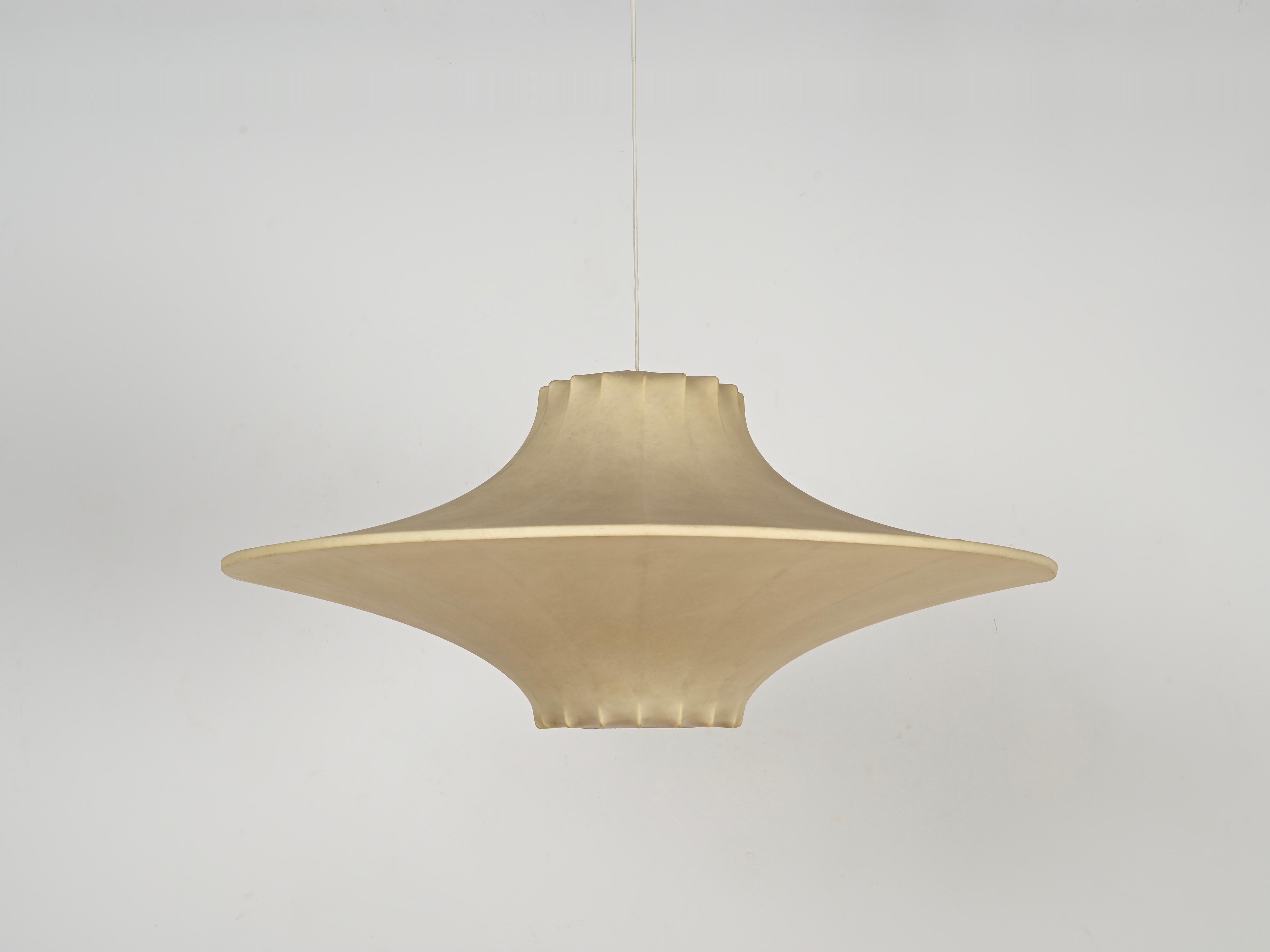 Mid-Century Modern Mid-Century Huge Beige Cocoon Italian Pendant Lamp by Castiglioni, 1960s