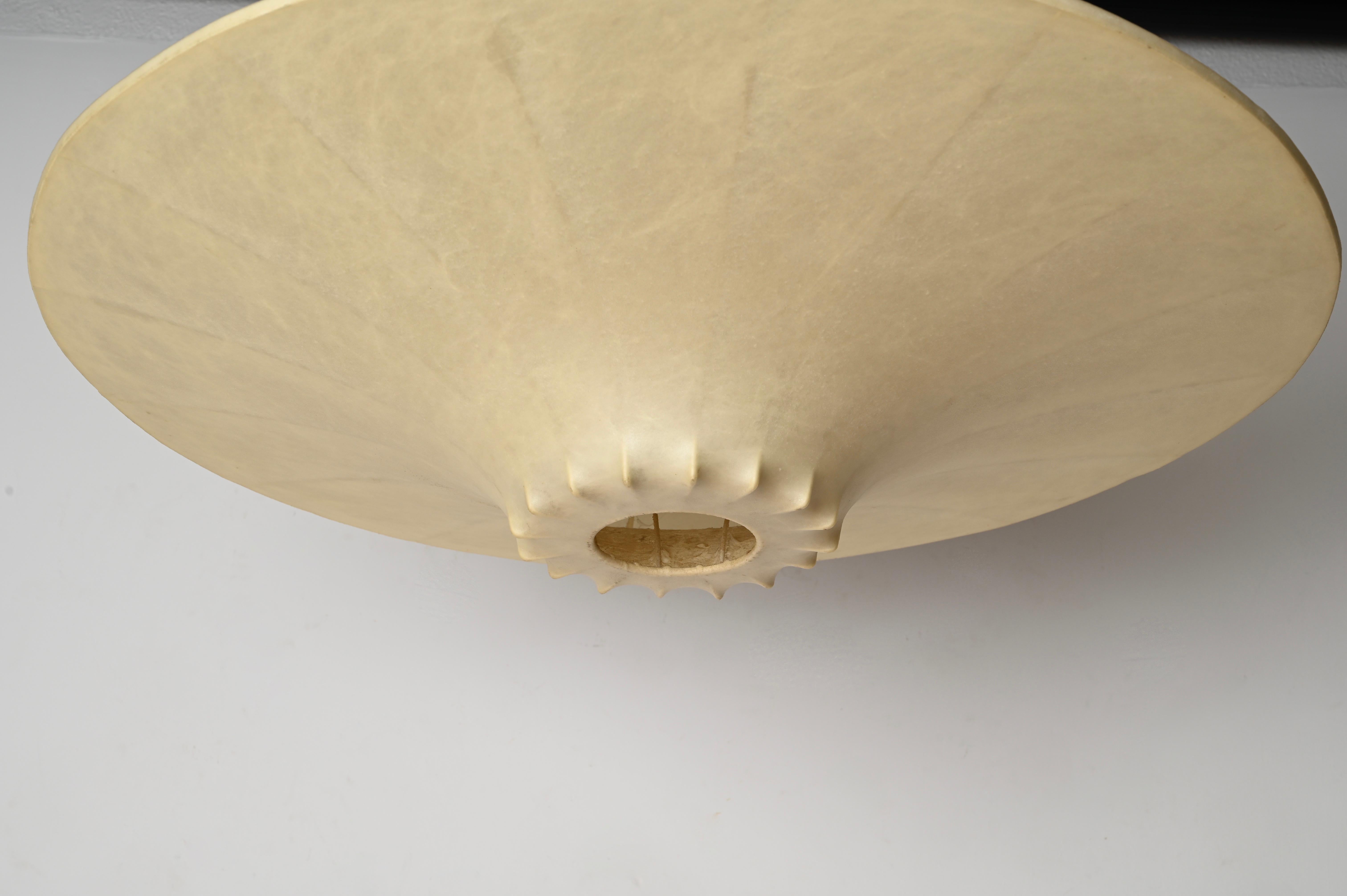 Hand-Crafted Mid-Century Huge Beige Cocoon Italian Pendant Lamp by Castiglioni, 1960s