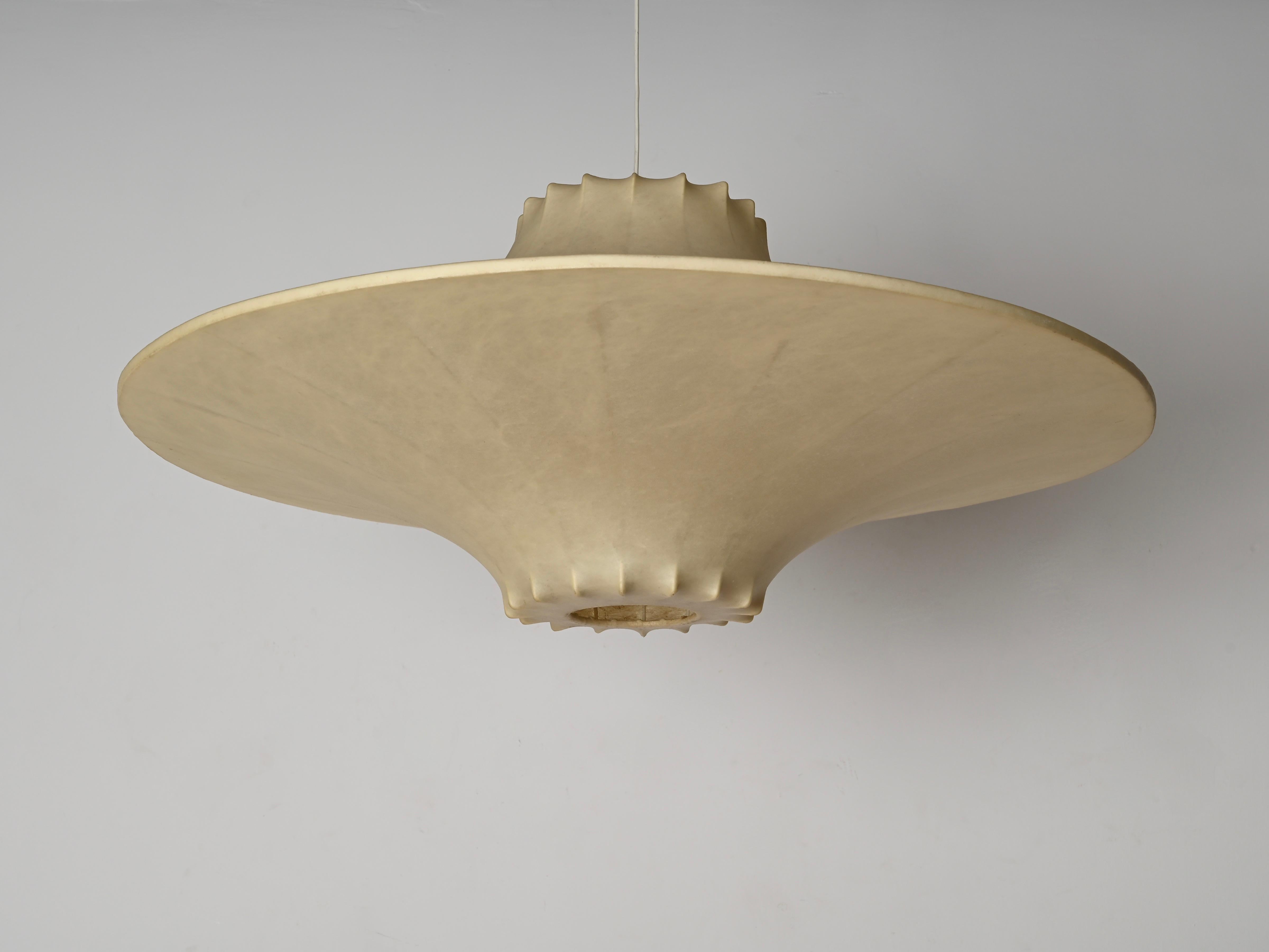 Mid-20th Century Mid-Century Huge Beige Cocoon Italian Pendant Lamp by Castiglioni, 1960s