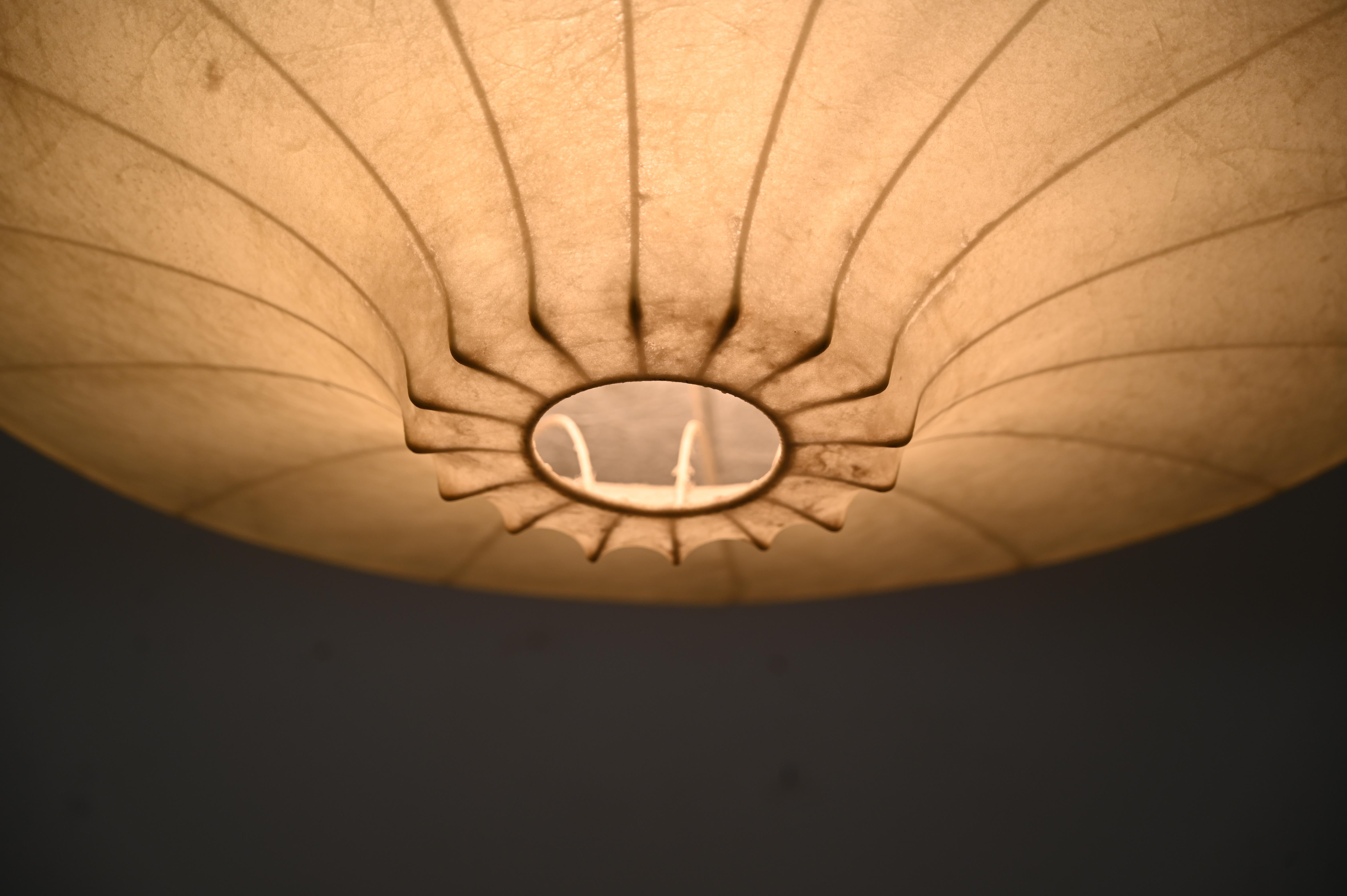 Mid-Century Huge Beige Cocoon Italian Pendant Lamp by Castiglioni, 1960s 1