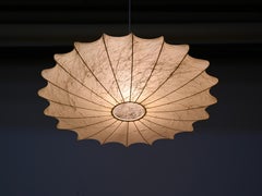 Mid-Century Large Beige "Ufo" Cocoon Italian Pendant Lamp by Castiglioni, 1960s