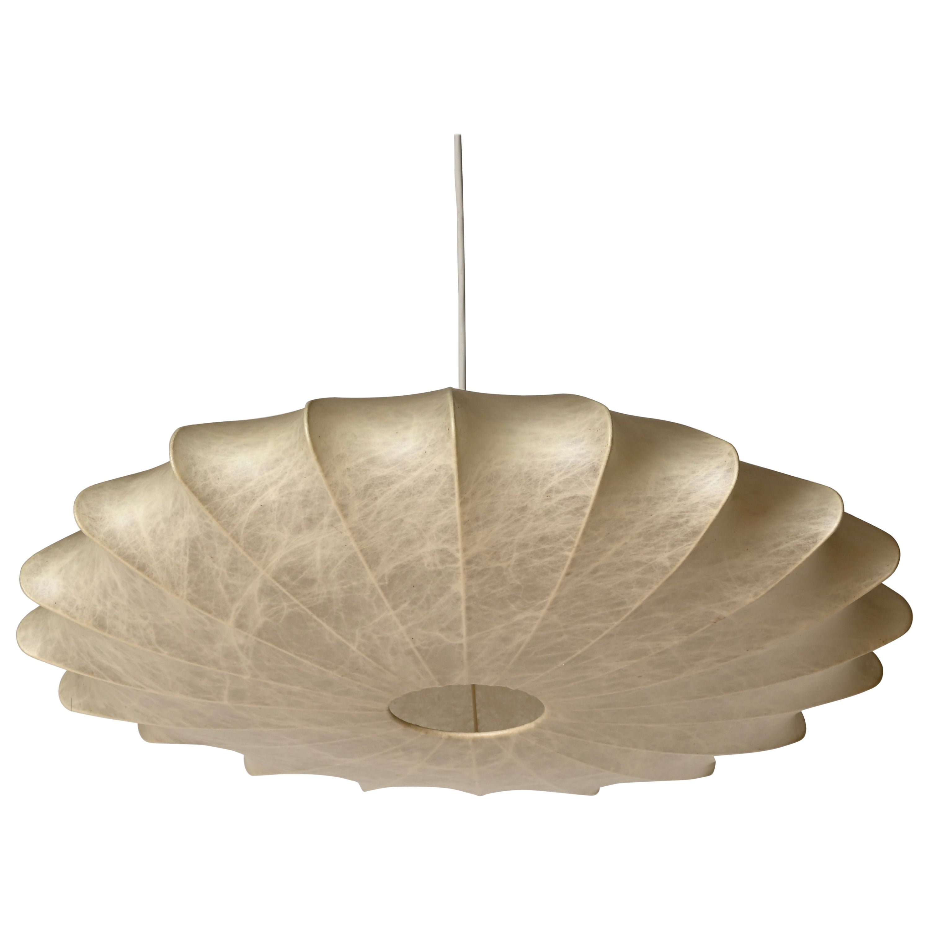 Mid-Century Large Beige "Ufo" Cocoon Italian Pendant Lamp by Castiglioni, 1960s
