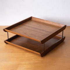 Mid Century Large Bent Plywood Multi Level Letter Paper Desk Tray