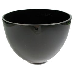Vintage Mid Century Large Black Amethyst Glass Bowl - Unsigned - Circa 1950's