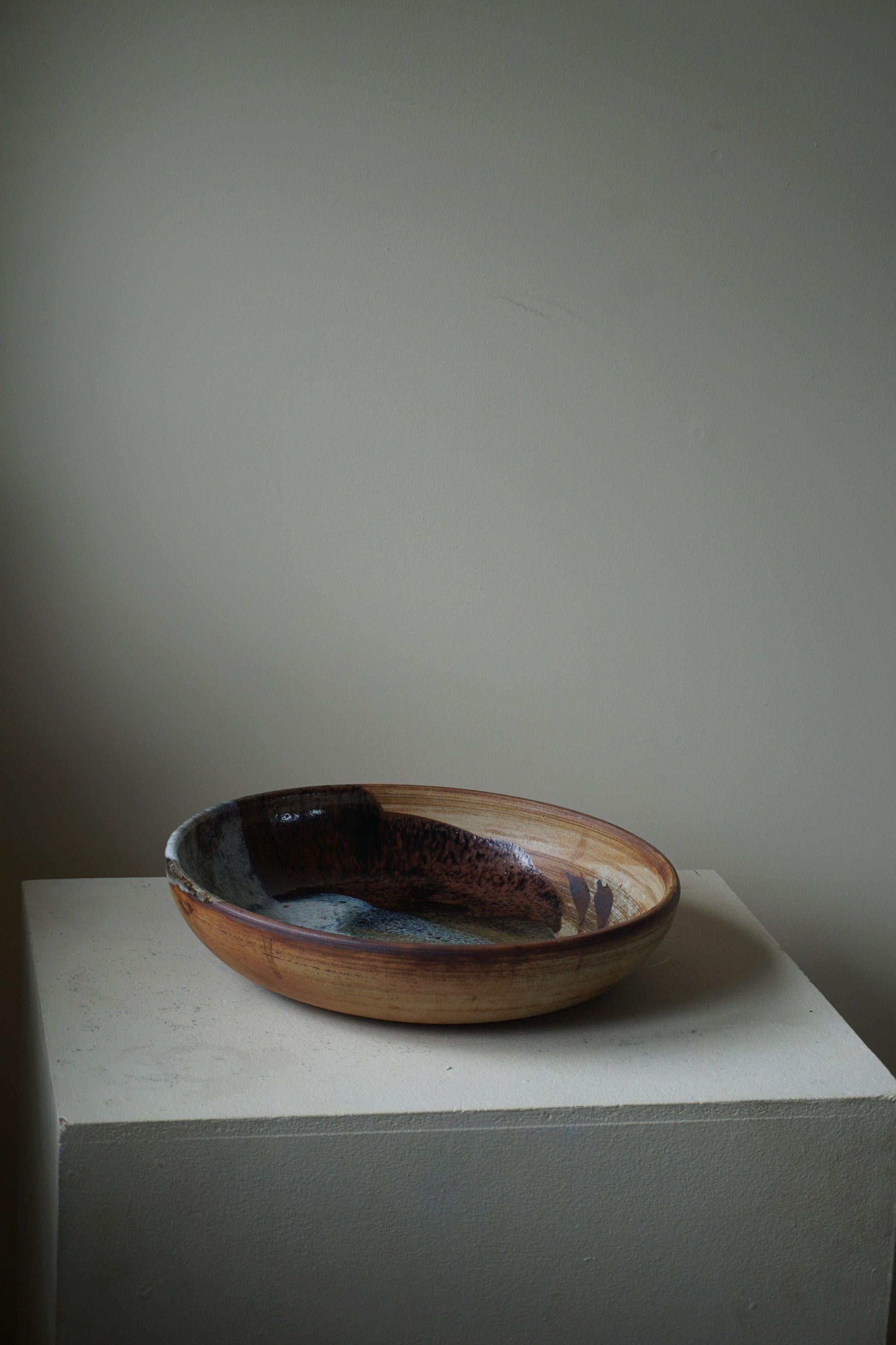 Mid Century Large Bowl in Ceramic by Conny Walther, 1970s In Excellent Condition In Odense, DK