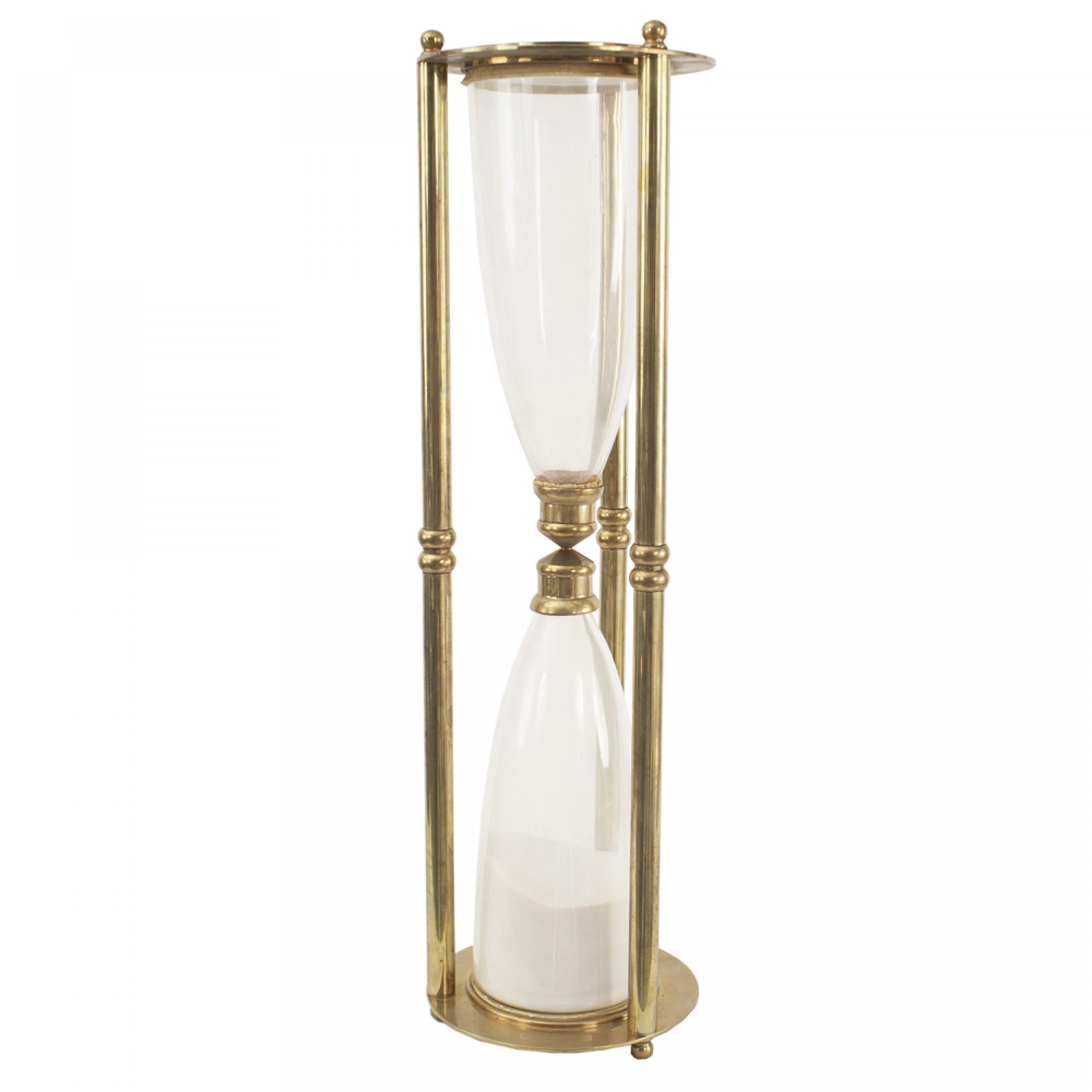 Mid-Century Large Brass Hourglass In Good Condition For Sale In Queens, NY