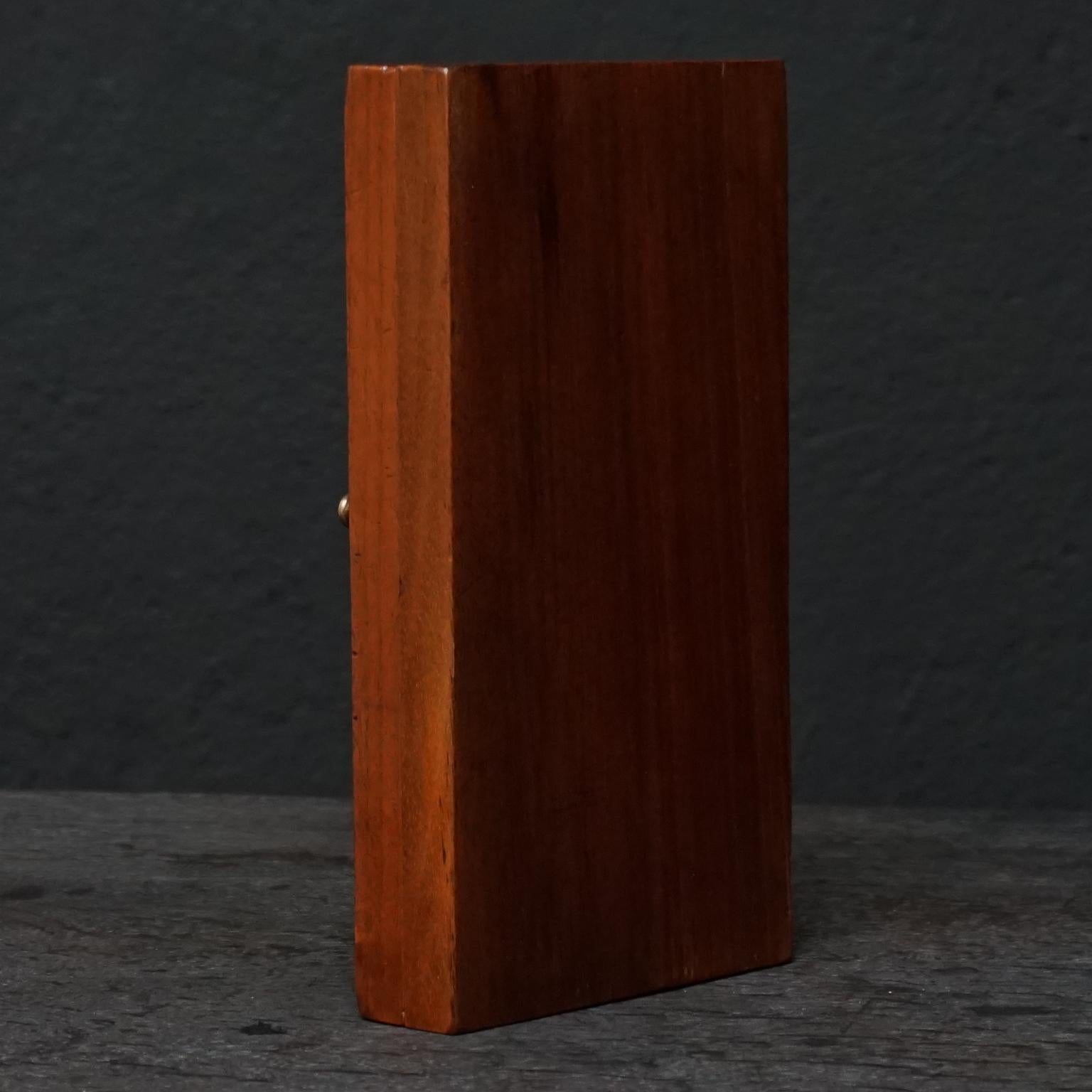 Midcentury Large Brass Key in Walnut Wood Flat Box Shaped as a Door 5