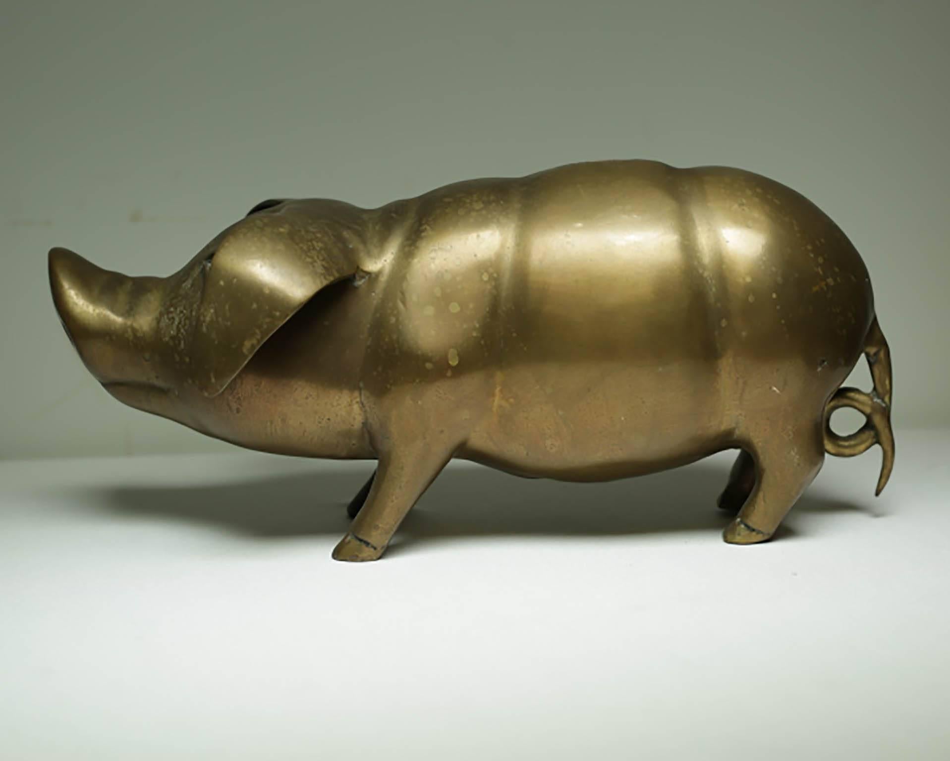 Midcentury Large Brass Piggy Bank Circa 1970s For Sale At 1stdibs - 
