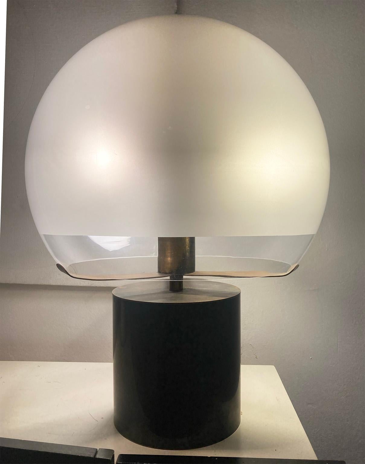 Italian Mid Century Large Brass Table Lamp by L. C. Dominioni Mod. Porcino Azucena, 1966 For Sale